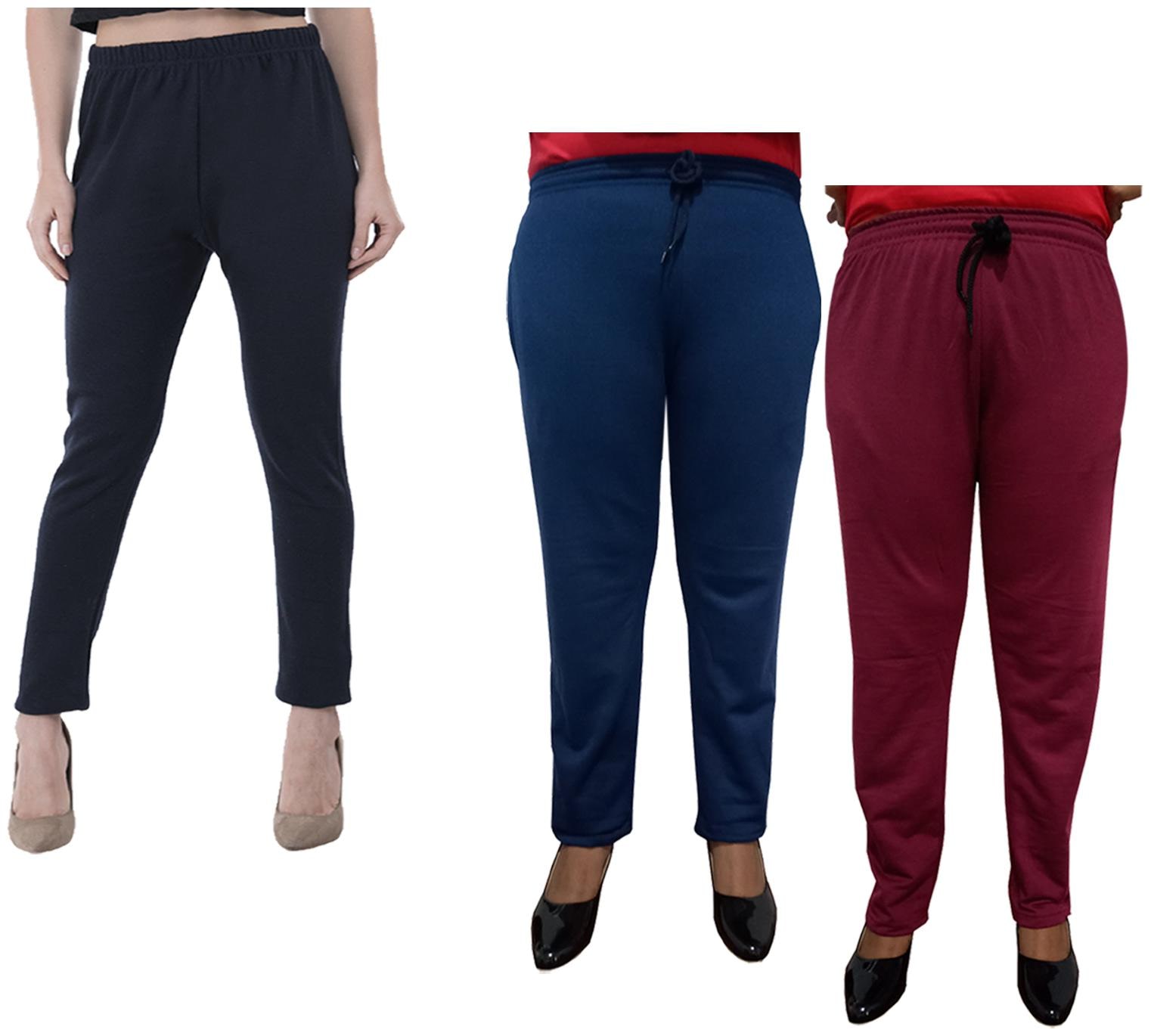

Indiweaves Women Regular fit Fleece Solid Track pants - Multi