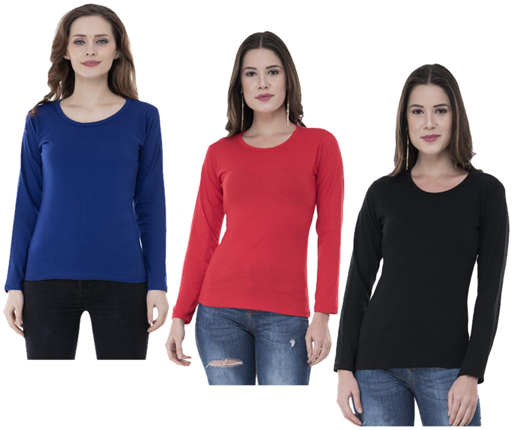 

Indiweaves Women Multi Regular fit Round neck Cotton T shirt