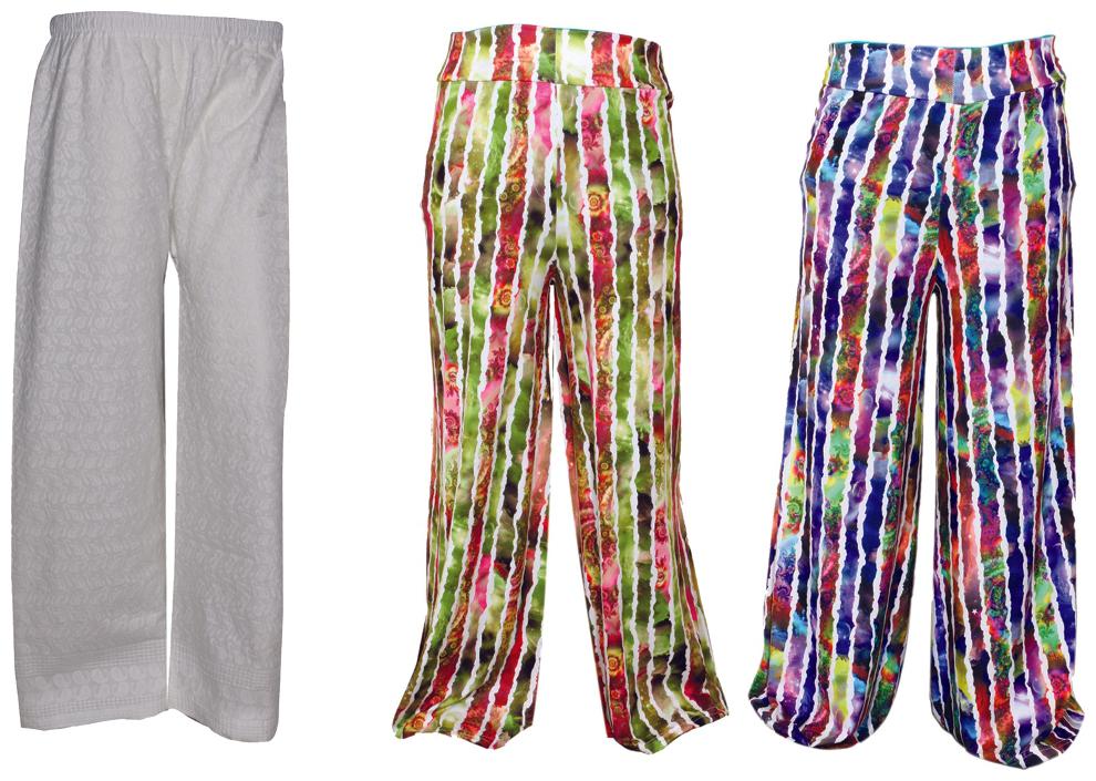 

IndiWeaves Womens 1 Full Chikan Work Pallazo and 2 Printed Palazzo Combo Pack (Pack of 3 Palazo)