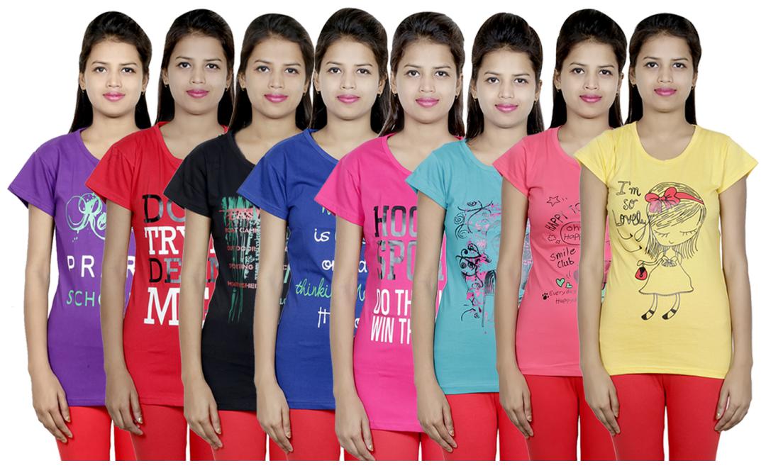 

IndiWeaves Women s Cotton Printed T-Shirts COMBO OFFER ( Pack of 8 T-Shirts)