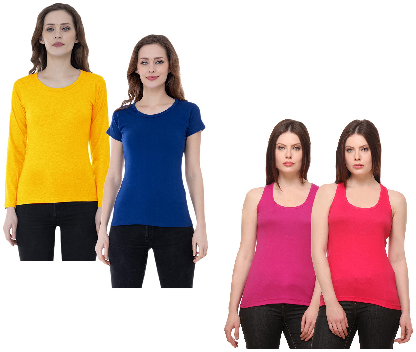 

Indiweaves Women Multi Regular fit Round neck Cotton Tank top