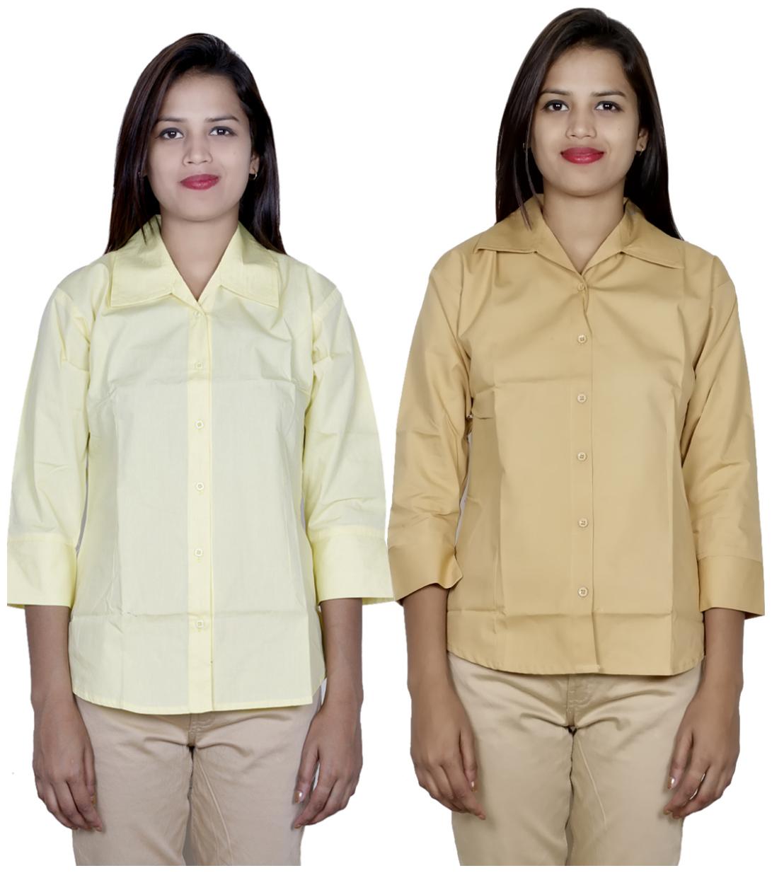 

Indiweaves Women Yellow Solid Regular Fit Shirt