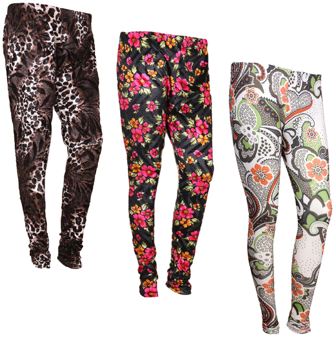 

IndiWeaves Women Cotton Printed Legging and Velvet Printed Leggings (Pack of 3)