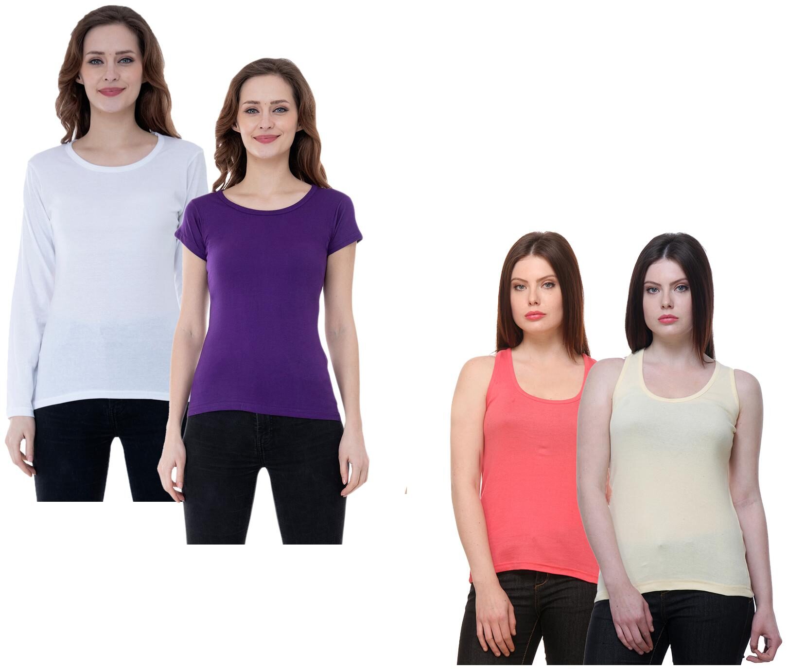 

Indiweaves Women Multi Regular fit Round neck Cotton Tank top