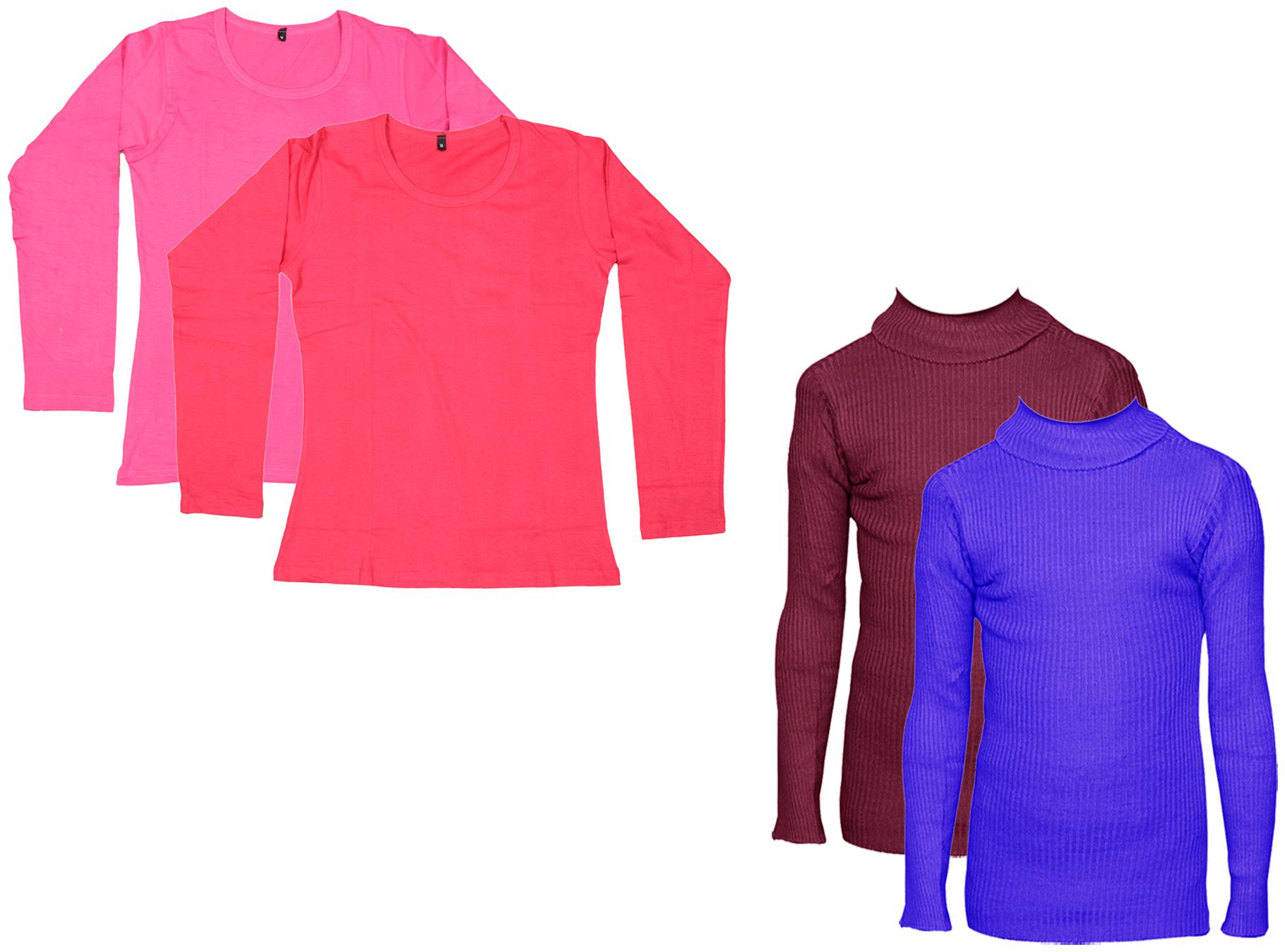 

Indiweaves Women Purple Regular fit Round neck Cotton T shirt