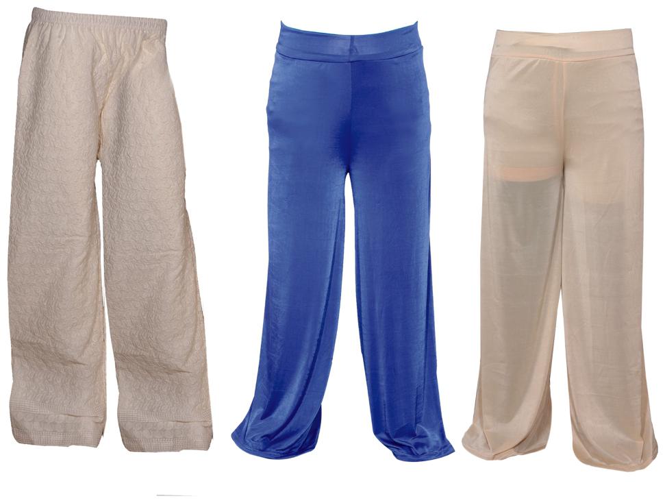 

IndiWeaves Womens 1 Full Chikan Work Pallazo and 2 Solid Palazzo Combo Pack (Pack of 3 Palazo)