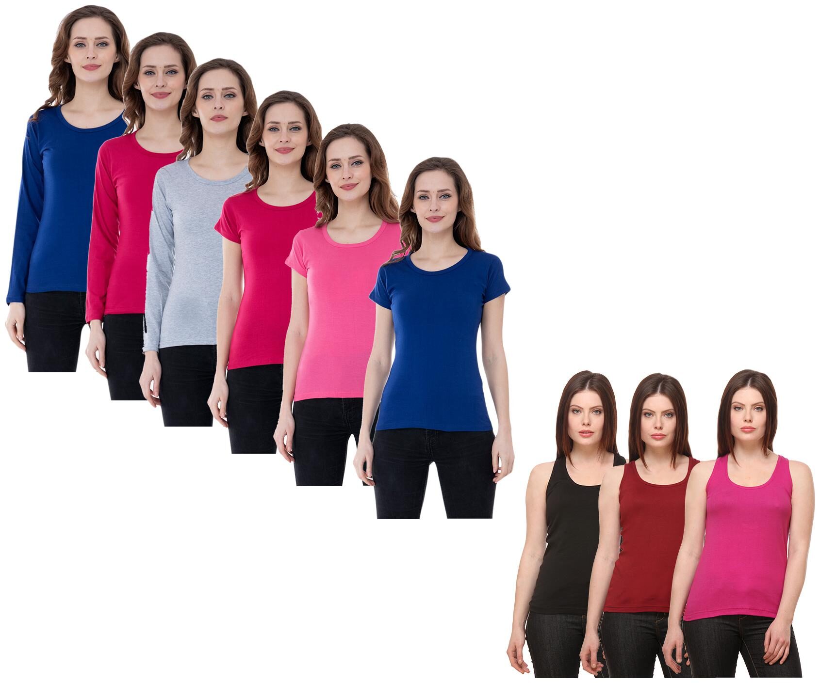 

Indiweaves Women Multi Regular fit Round neck Cotton Tank top