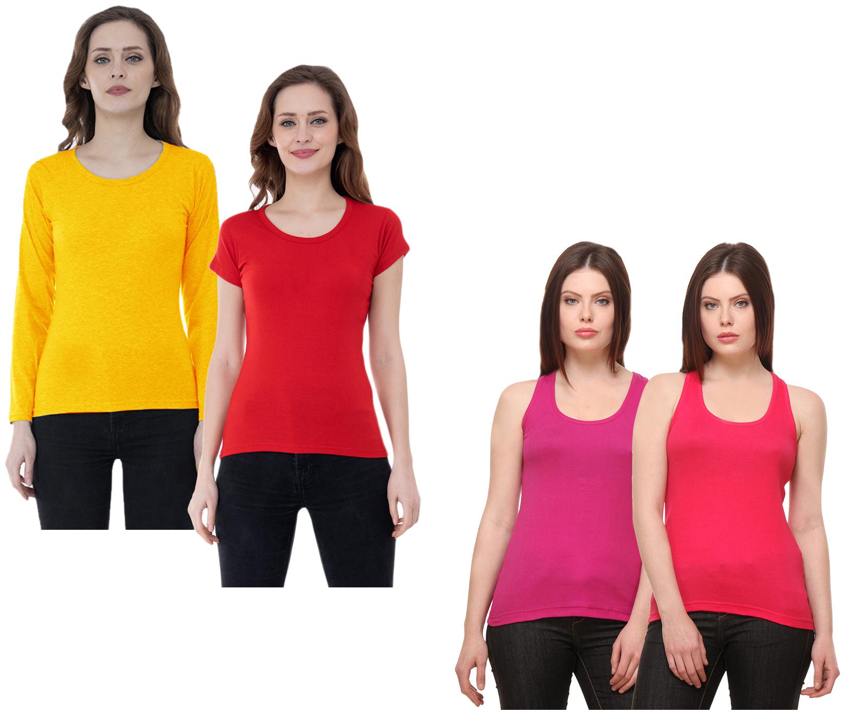 

Indiweaves Women Multi Regular fit Round neck Cotton Tank top