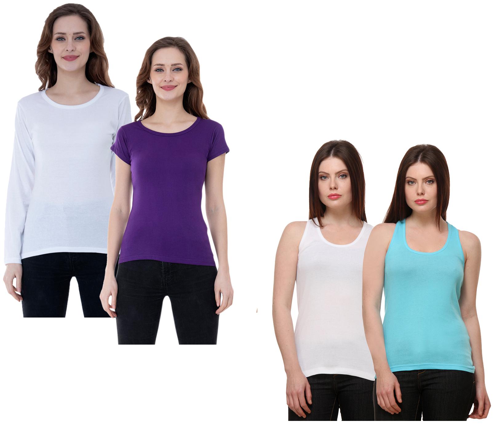 

Indiweaves Women Multi Regular fit Round neck Cotton Tank top