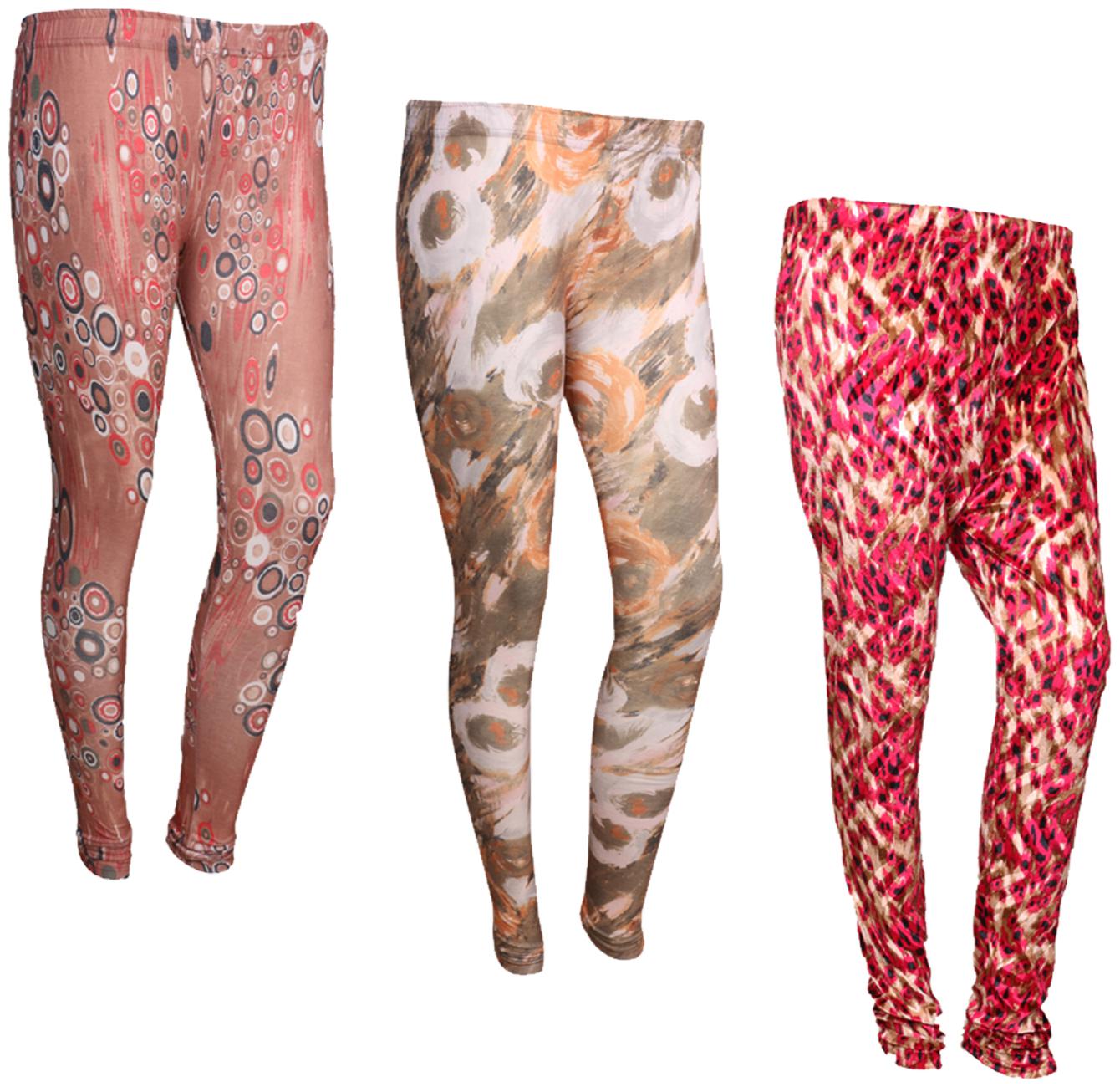 

IndiWeaves Women Cotton Printed Legging and Velvet Printed Leggings (Pack of 3)