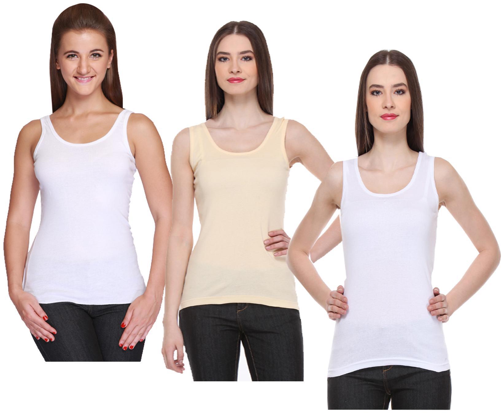

Indiweaves Women Multi Regular fit U neck Cotton Tank top