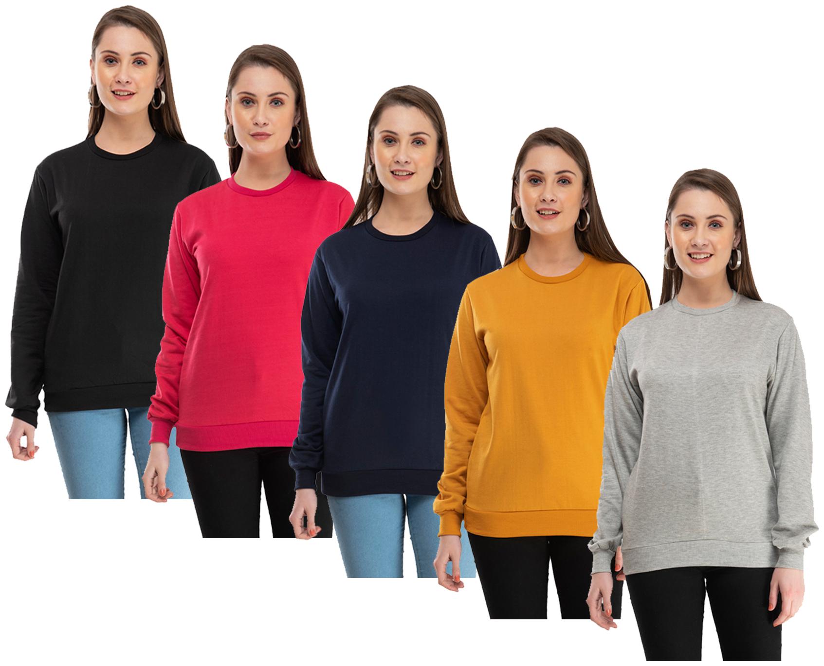 

Indiweaves Women Solid Sweatshirt - Multi