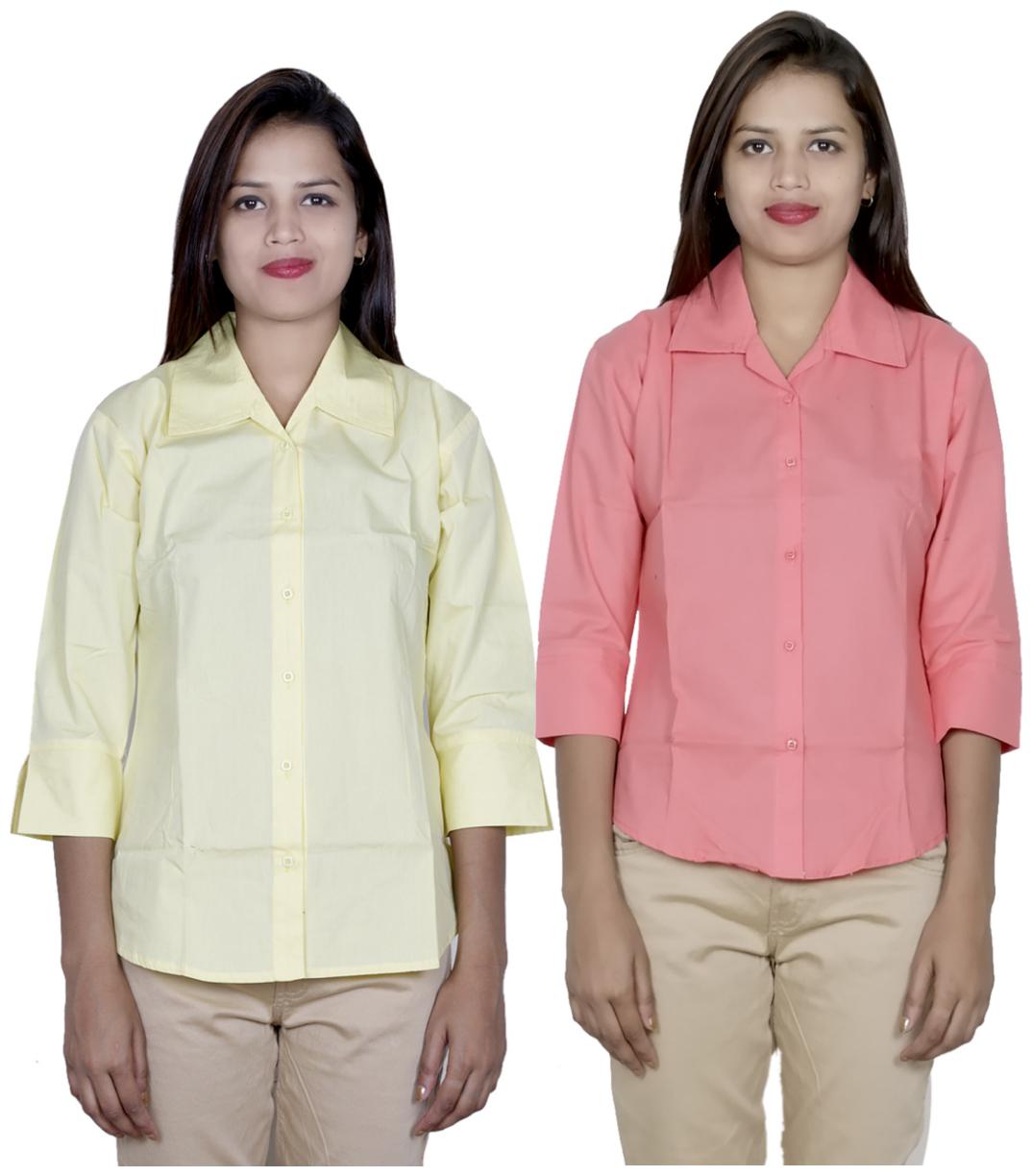 

Indiweaves Women Yellow Solid Regular Fit Shirt