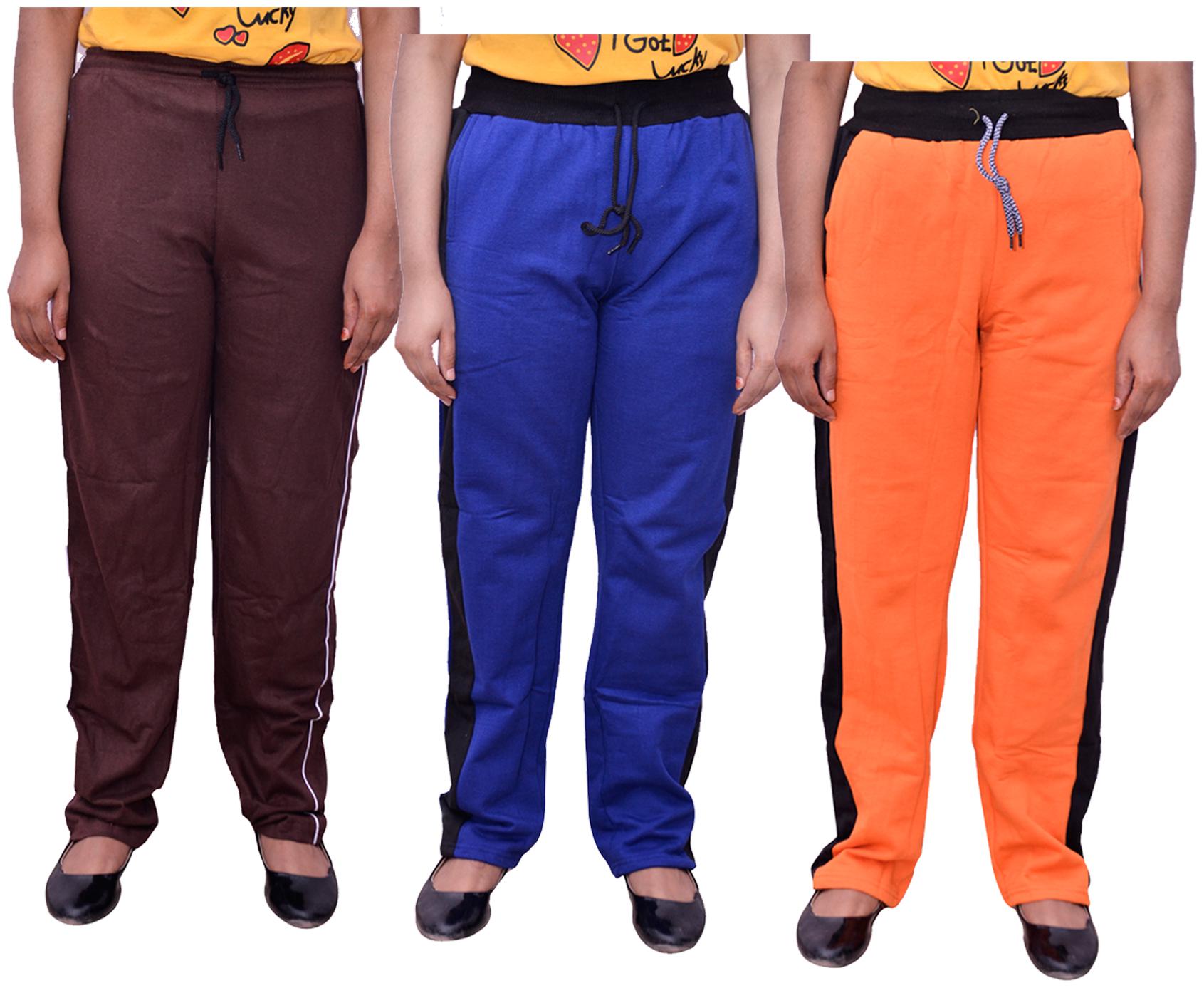 

Indiweaves Women Regular fit Cotton Solid Track pants - Multi