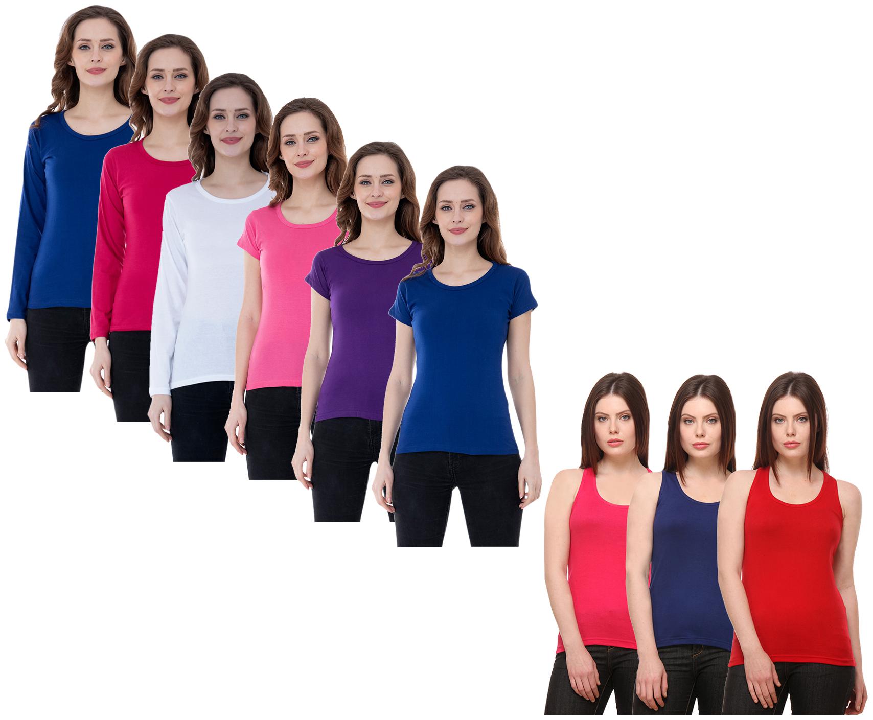 

Indiweaves Women Multi Regular fit Round neck Cotton Tank top