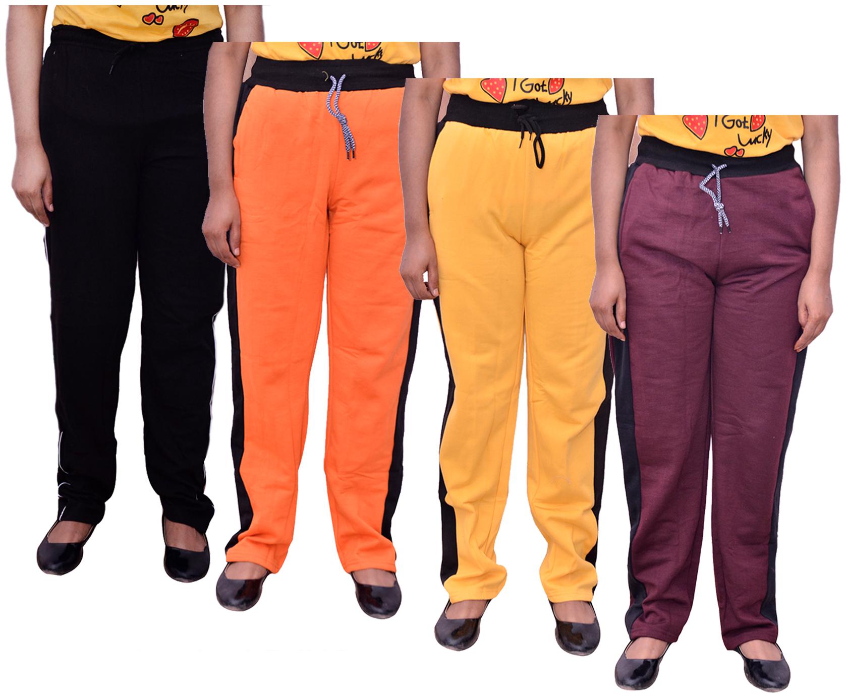 

Indiweaves Women Regular fit Cotton Solid Track pants - Multi