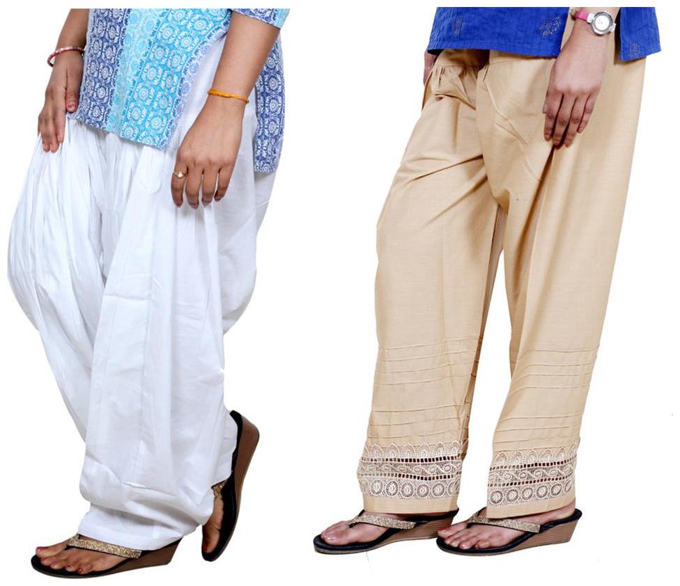 

IndiWeaves Women Cotton Semi-Patiala with Full Patiala Salwar Set of-2