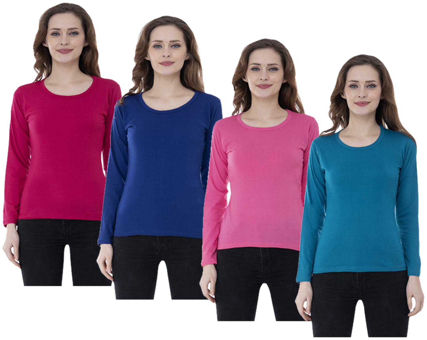 

Indiweaves Women Multi Regular fit Round neck Cotton T shirt