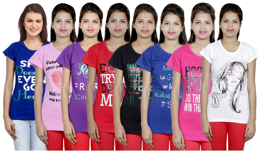 

IndiWeaves Women s Cotton Printed T-Shirts COMBO OFFER ( Pack of 8 T-Shirts)