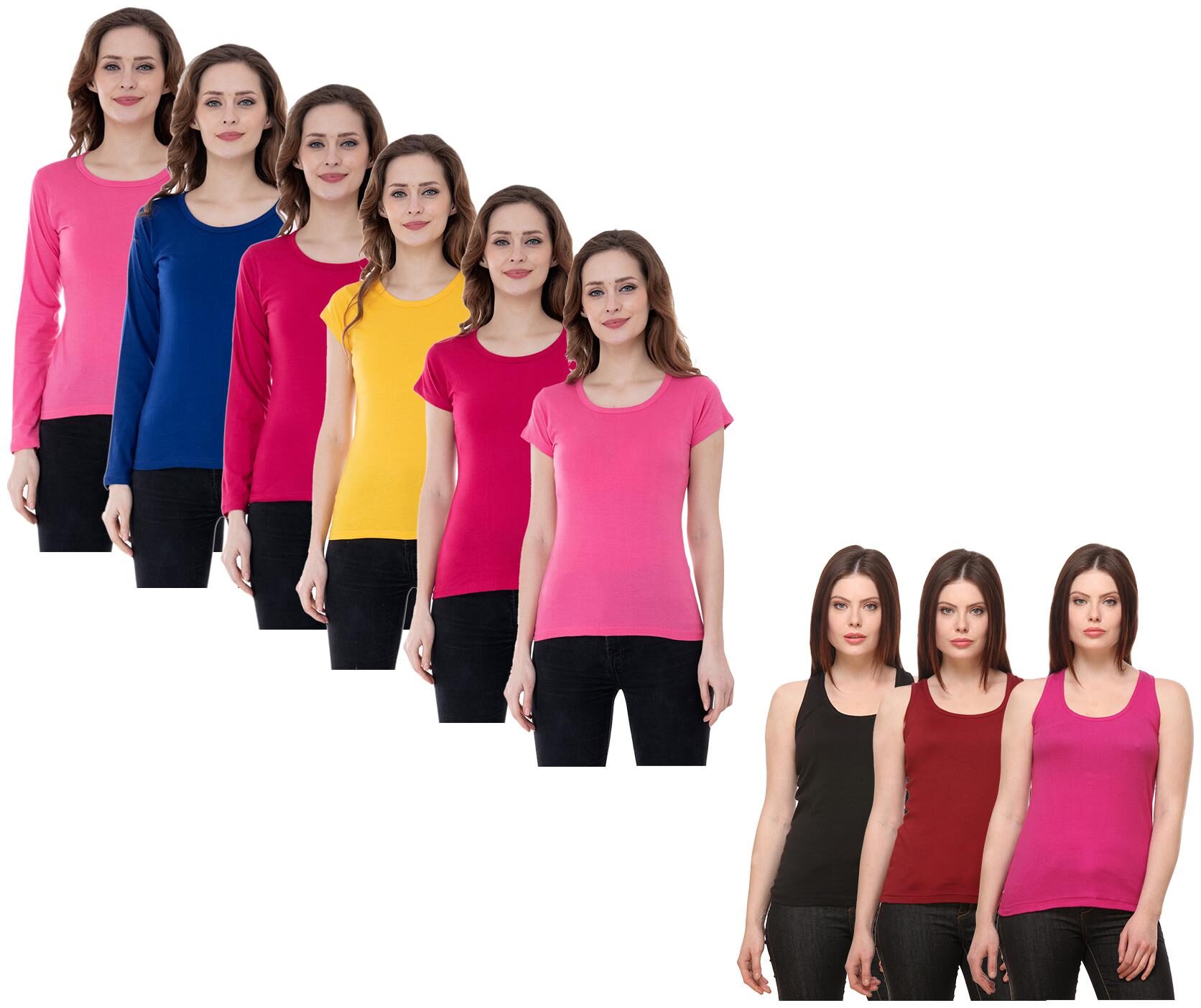 

Indiweaves Women Multi Regular fit Round neck Cotton Tank top
