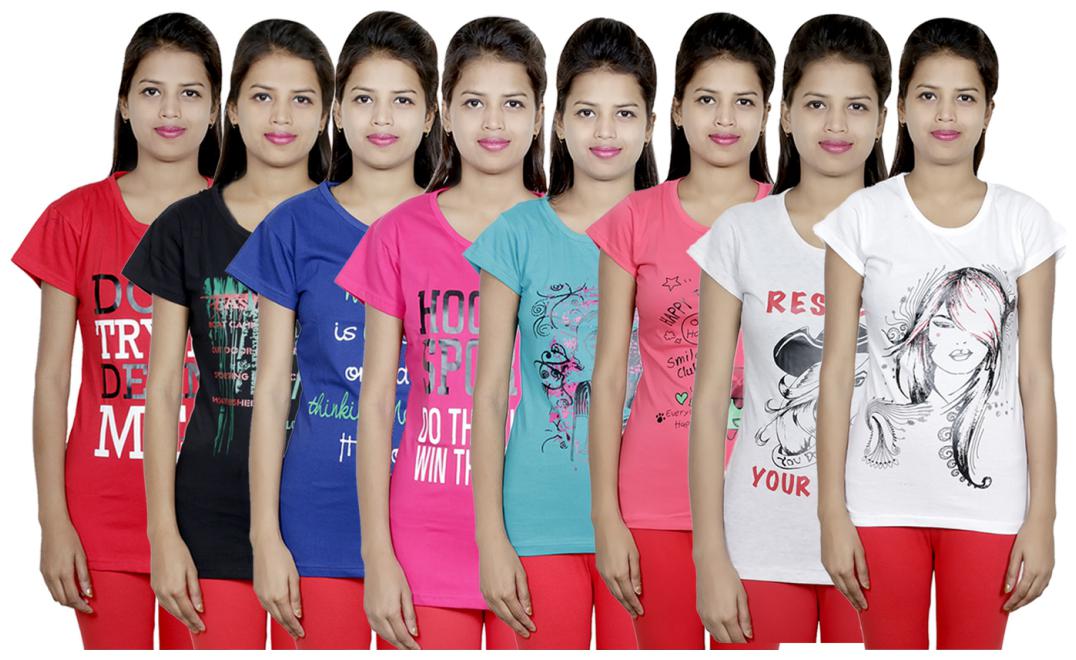 

IndiWeaves Women s Cotton Printed T-Shirts COMBO OFFER ( Pack of 8 T-Shirts)