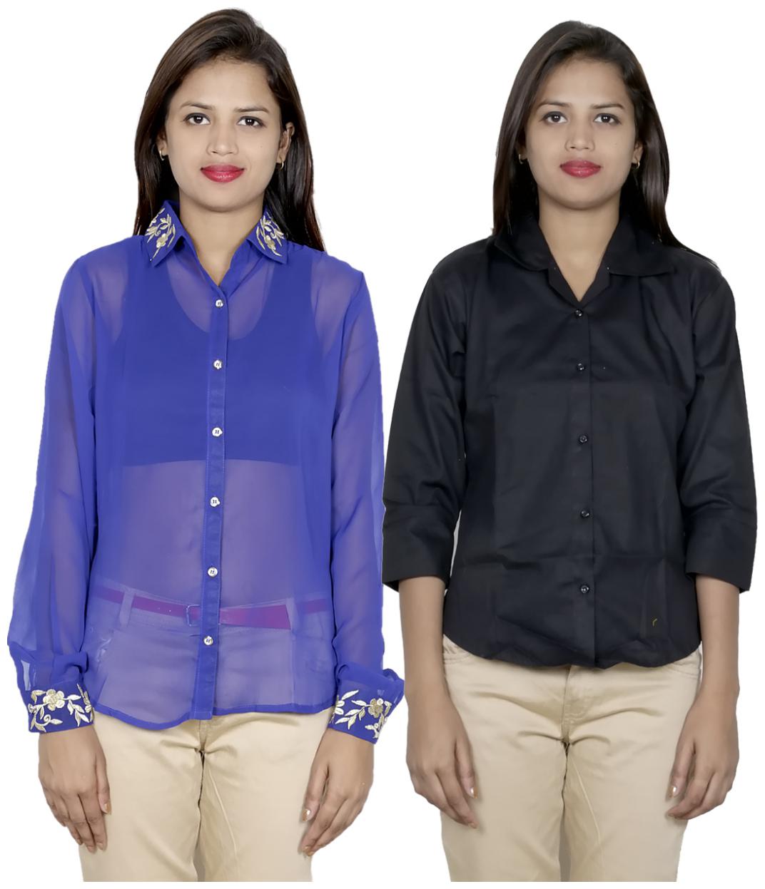 

Indiweaves Women Multi Embroidered Regular Fit Shirt