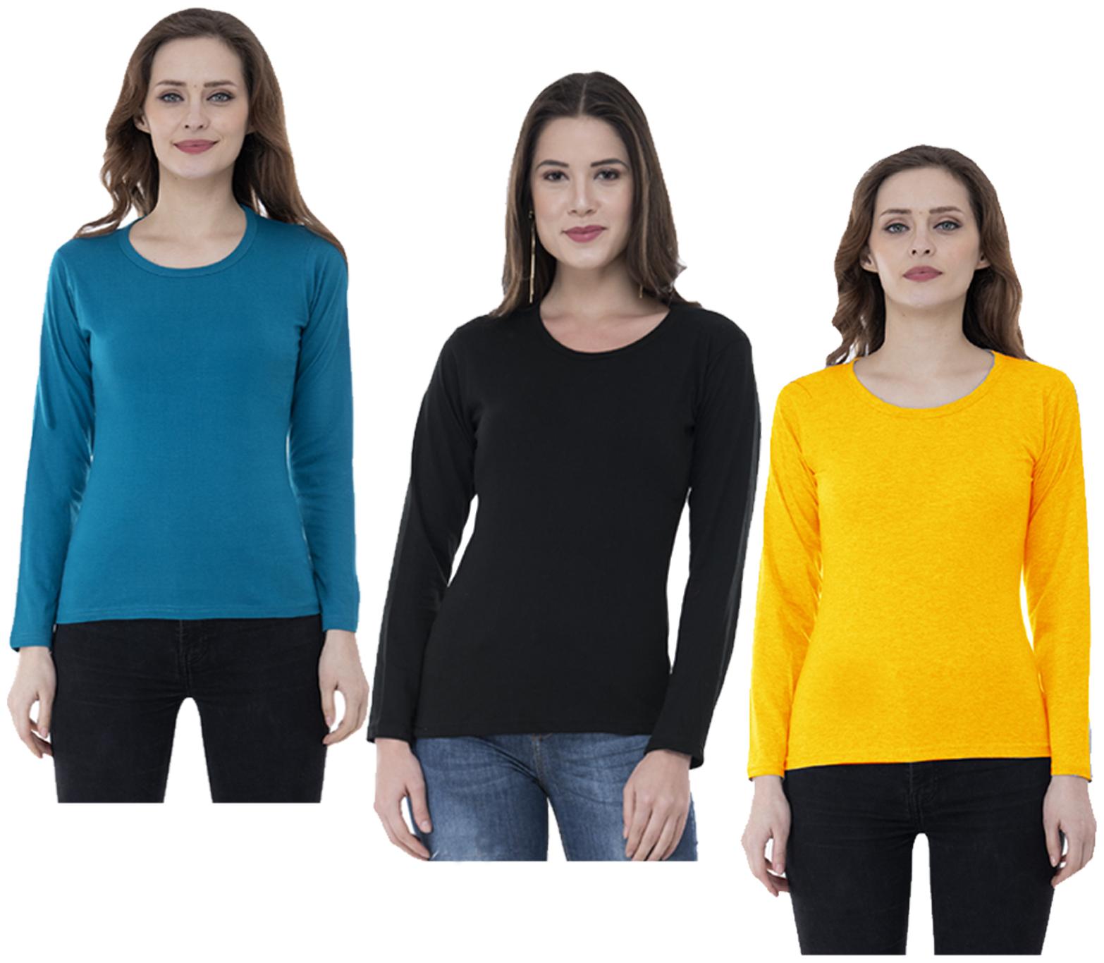 

Indiweaves Women Multi Regular fit Round neck Cotton T shirt
