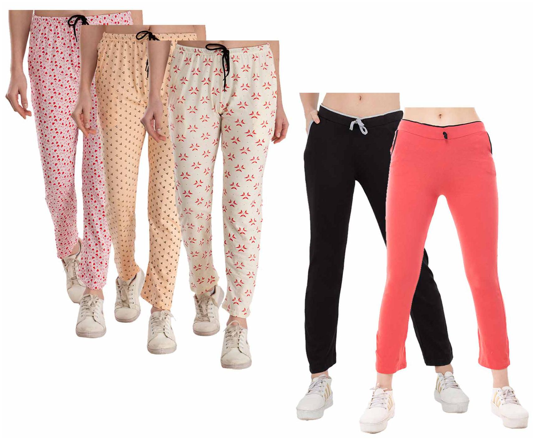 

Indiweaves Women Regular fit Cotton Printed Track pants - Multi