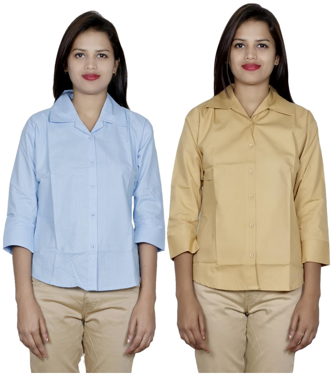 

Indiweaves Women Blue Solid Regular Fit Shirt
