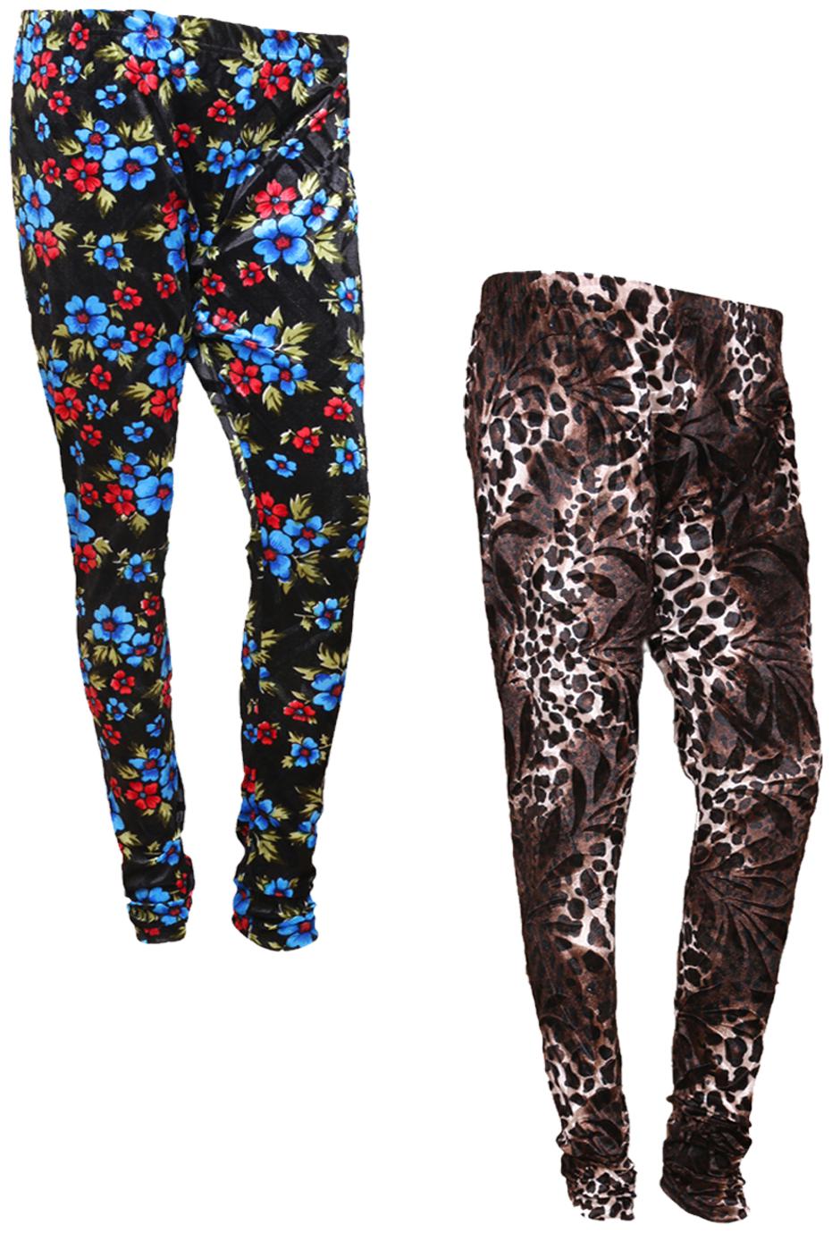 

IndiWeaves Women Velvet Printed Leggings for Winters Pack of 2