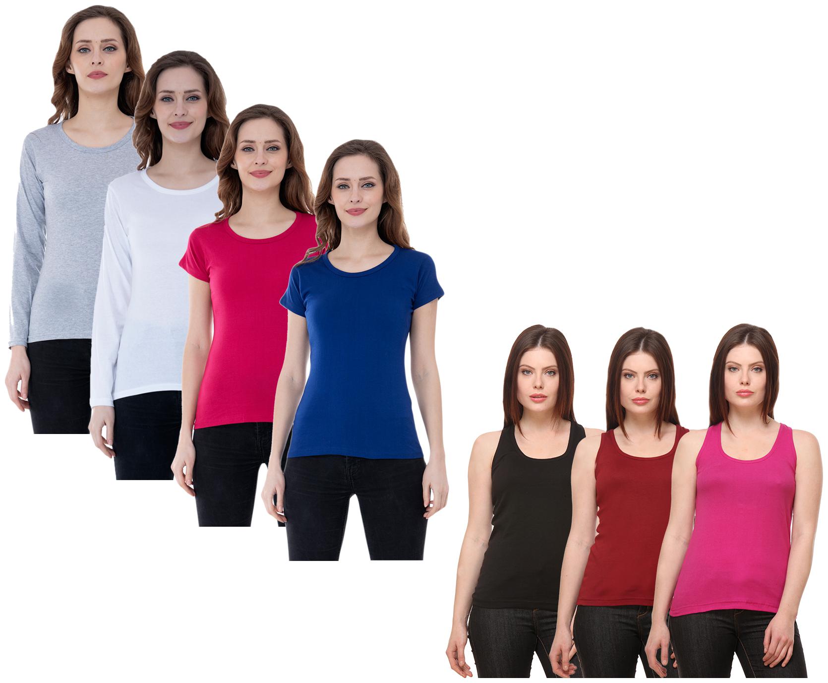 

Indiweaves Women Multi Regular fit Round neck Cotton Tank top
