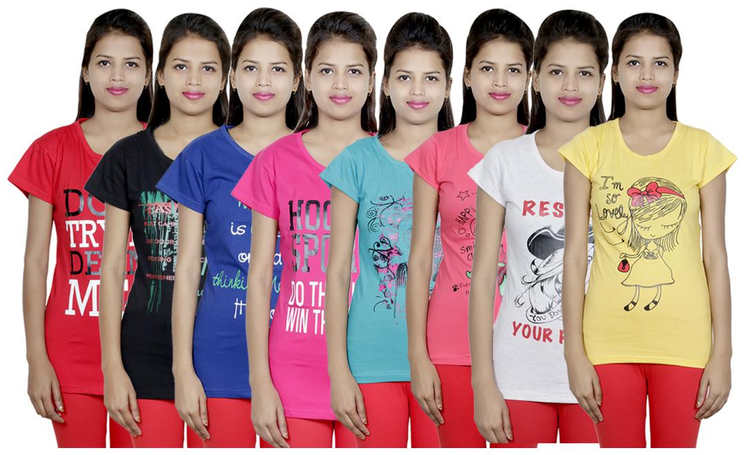 

IndiWeaves Women s Cotton Printed T-Shirts COMBO OFFER ( Pack of 8 T-Shirts)