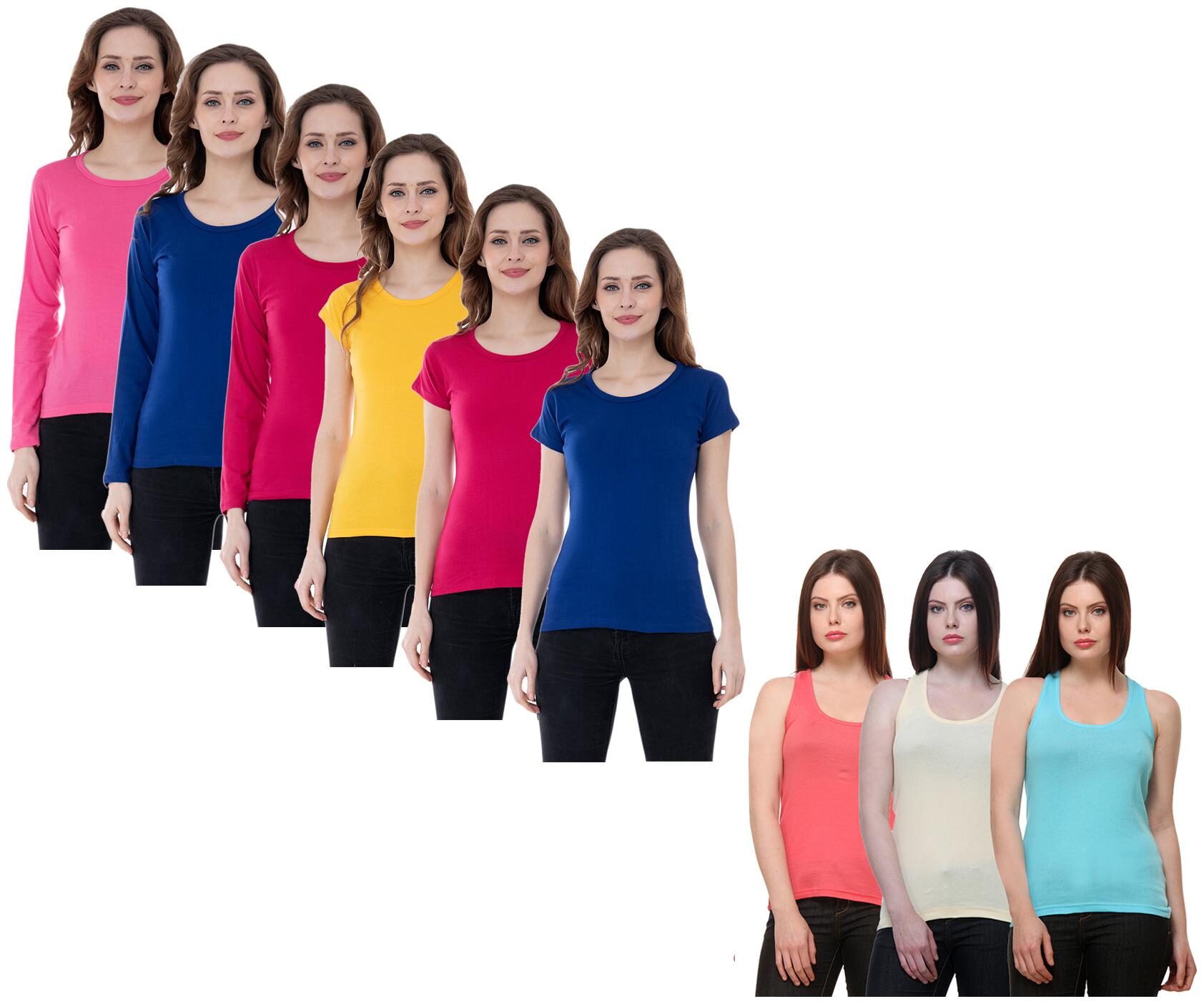 

Indiweaves Women Multi Regular fit Round neck Cotton Tank top