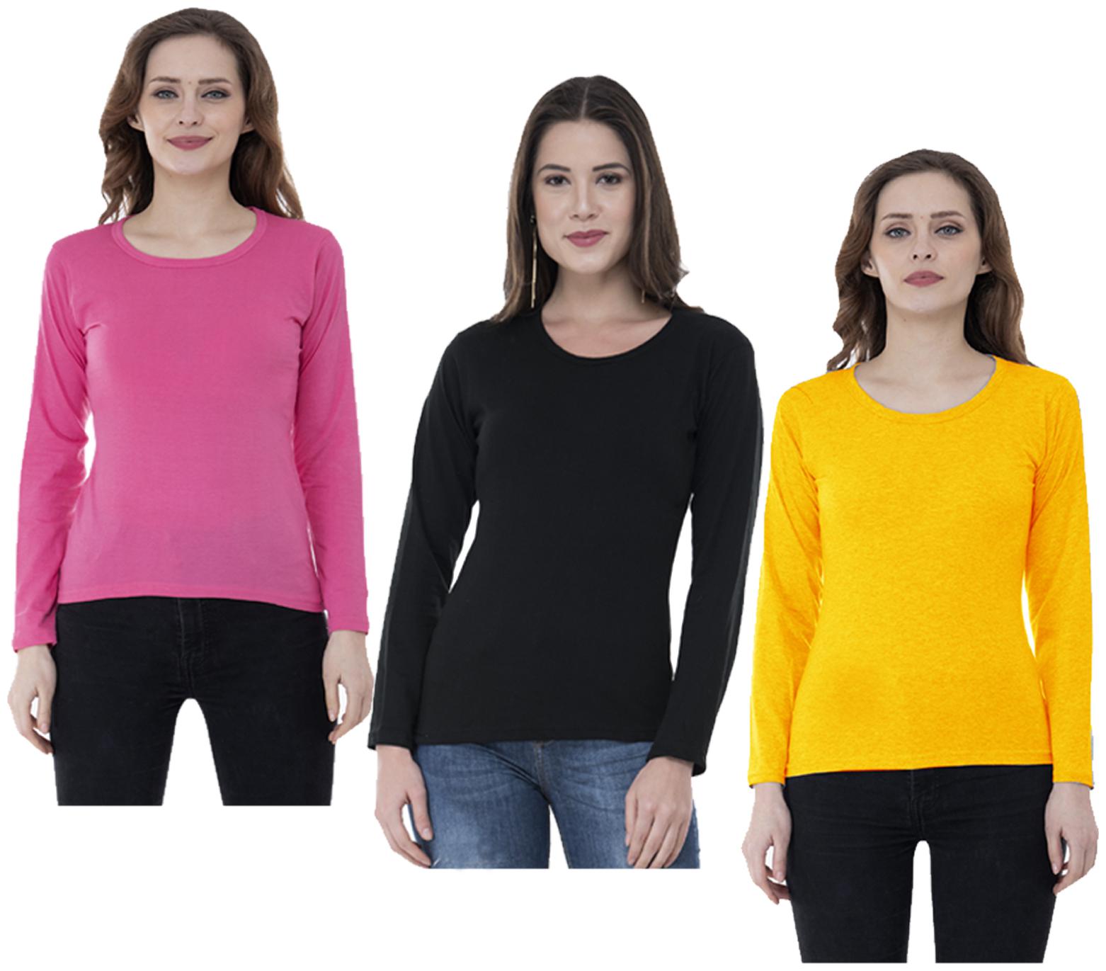 

Indiweaves Women Multi Regular fit Round neck Cotton T shirt