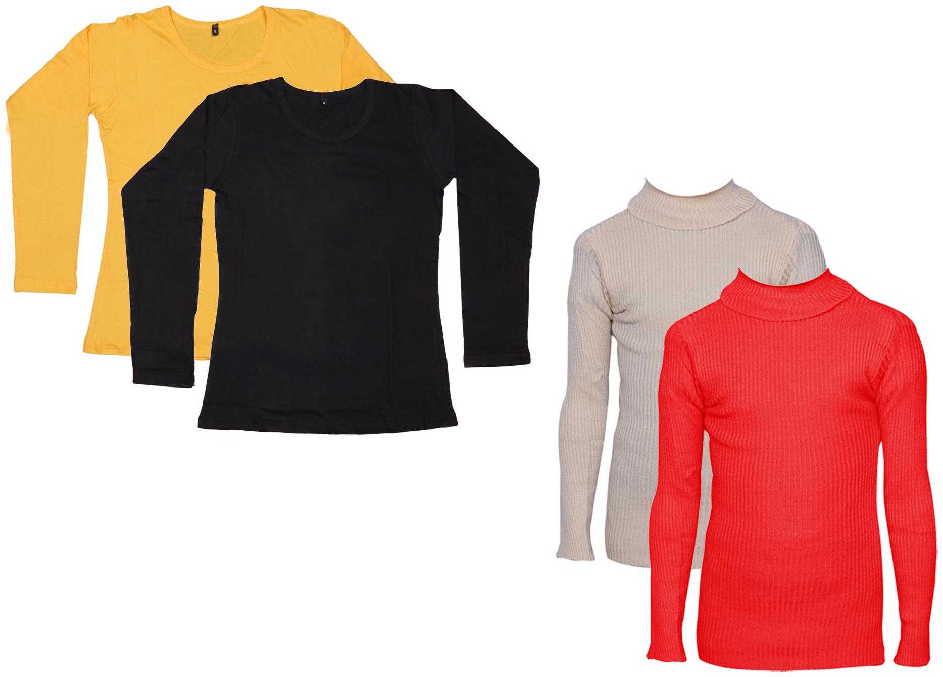 

Indiweaves Women Red Regular fit Round neck Cotton T shirt