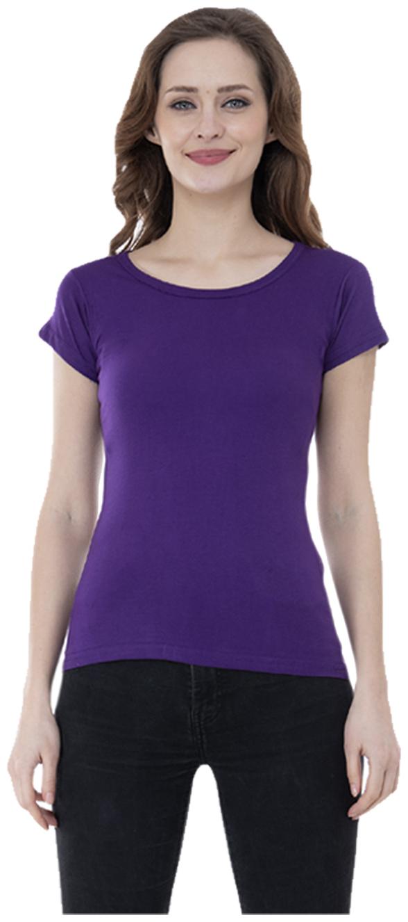 

Indiweaves Women Purple Regular fit Round neck Cotton T shirt