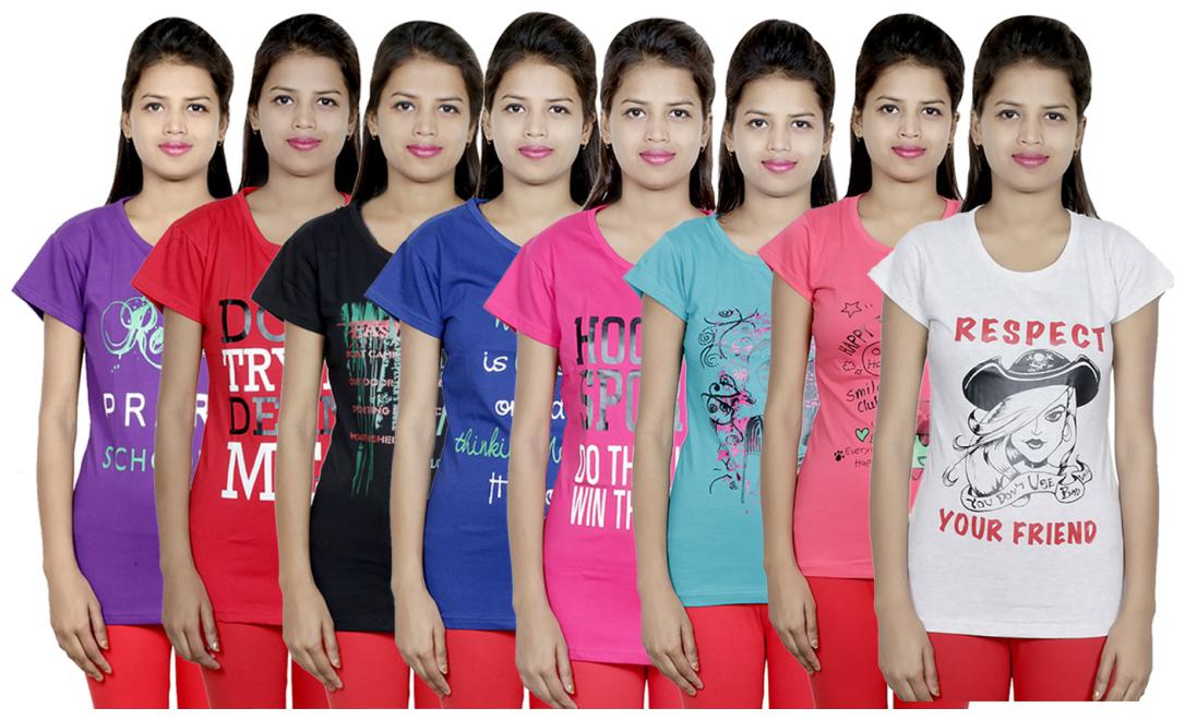 

IndiWeaves Women s Cotton Printed T-Shirts COMBO OFFER ( Pack of 8 T-Shirts)