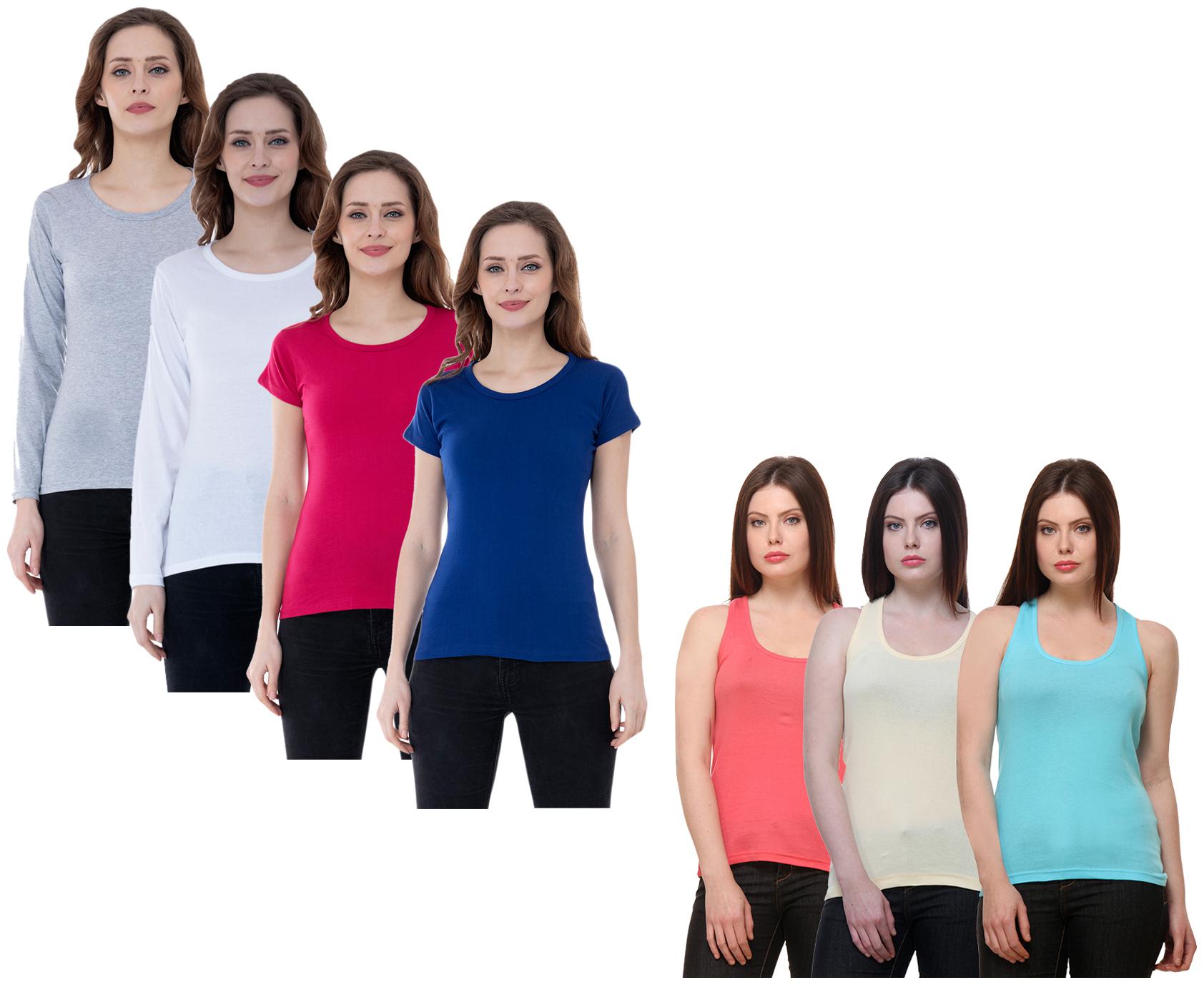 

Indiweaves Women Multi Regular fit Round neck Cotton Tank top