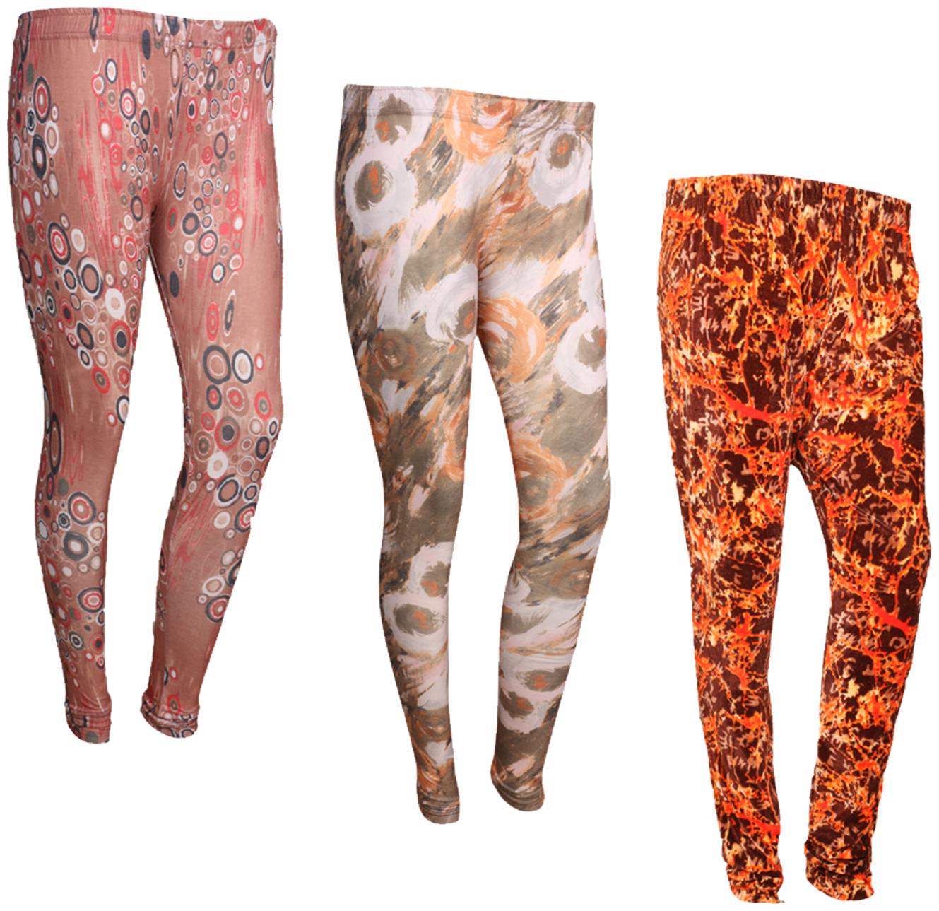 

IndiWeaves Women Cotton Printed Legging and Velvet Printed Leggings (Pack of 3)