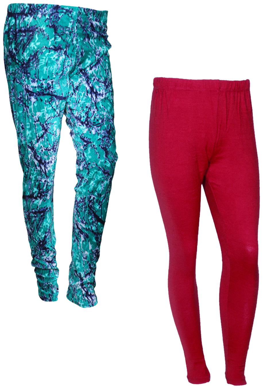 

IndiWeaves Women Woolen Plain and Velvet Printed Leggings for Winters (Pack of 2)