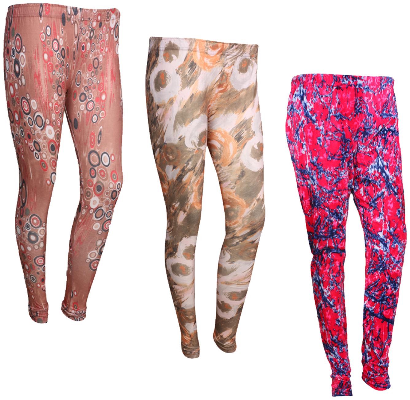 

IndiWeaves Women Cotton Printed Legging and Velvet Printed Leggings (Pack of 3)