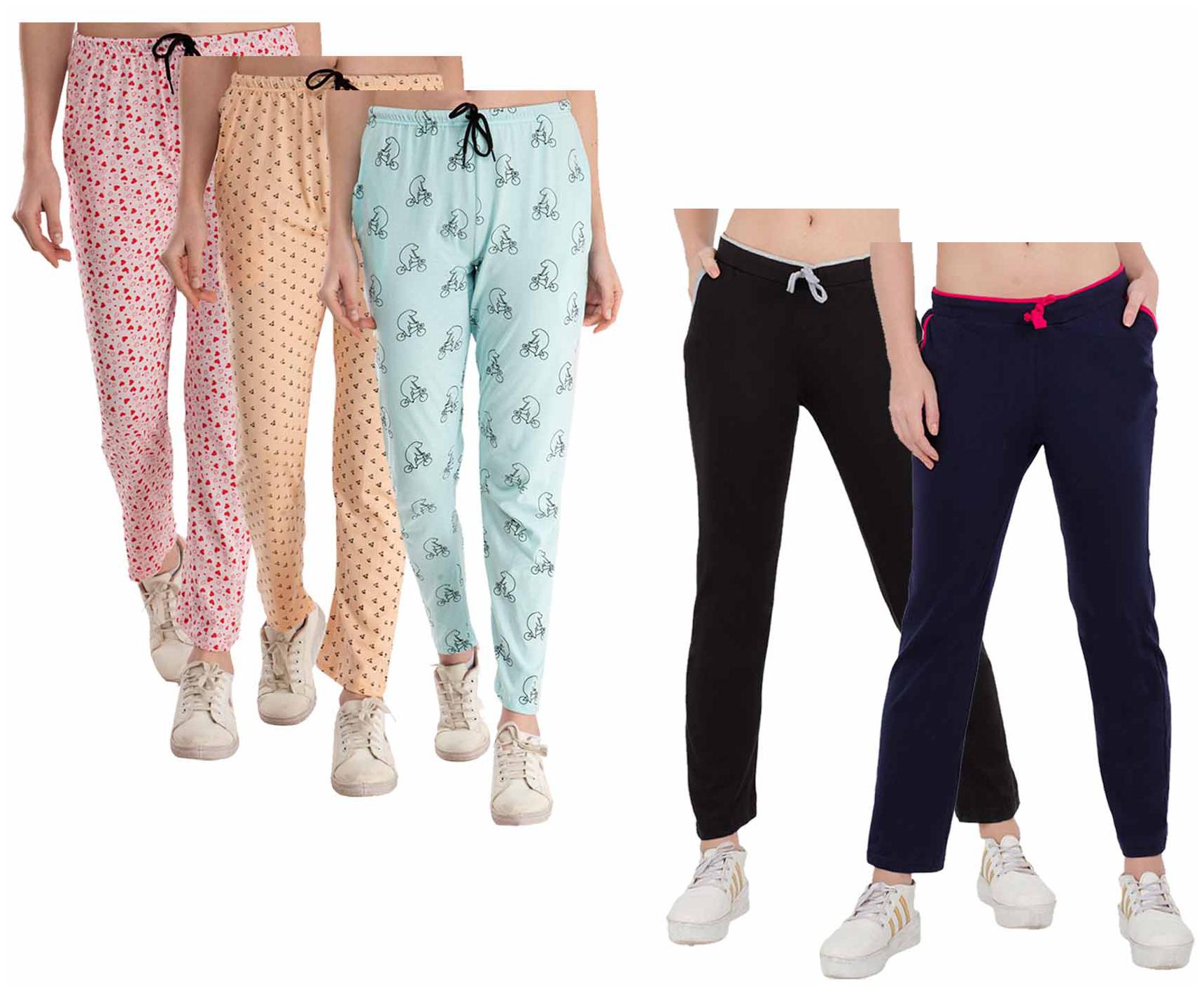 

Indiweaves Women Regular fit Cotton Printed Track pants - Multi