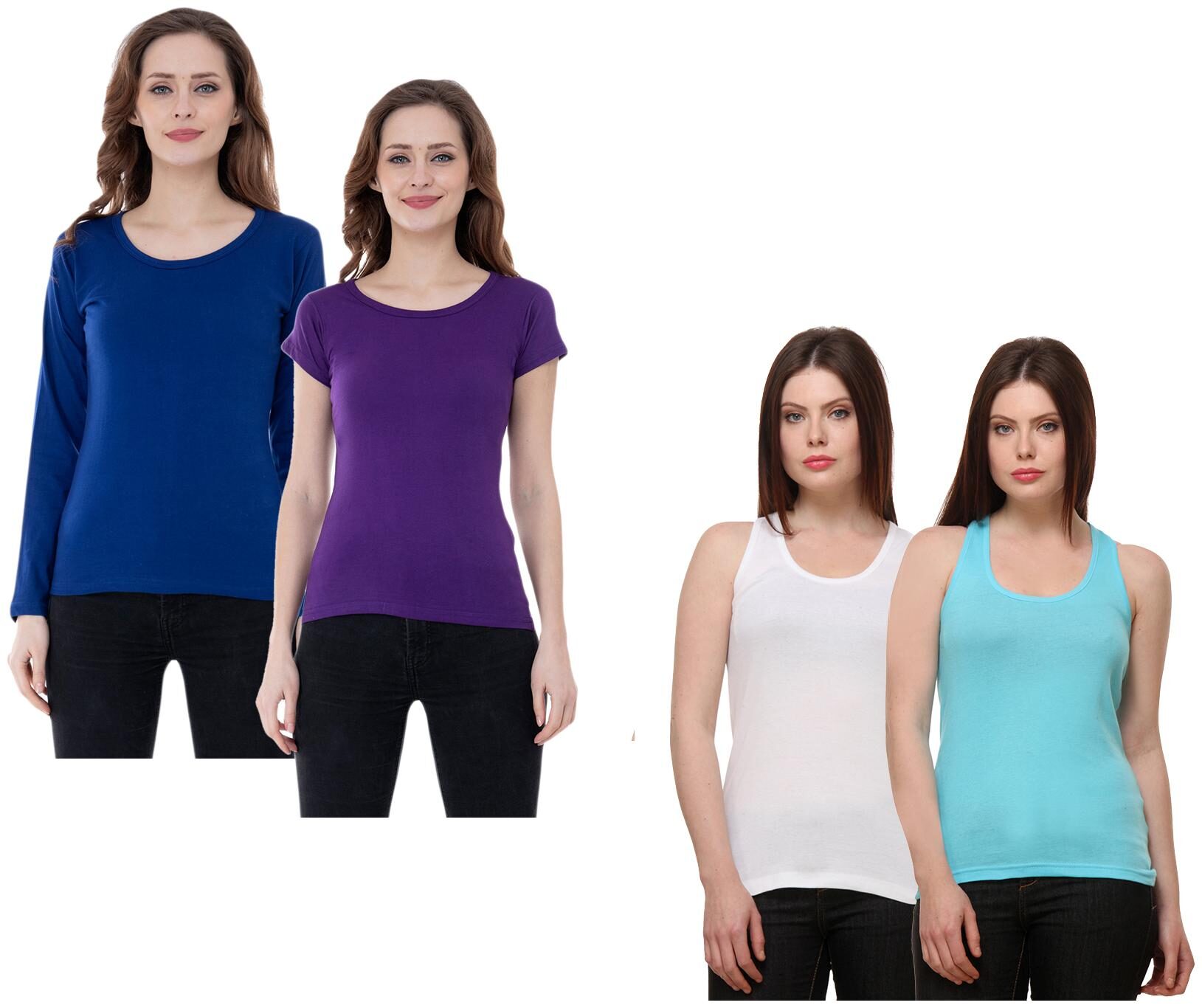 

Indiweaves Women Multi Regular fit Round neck Cotton Tank top