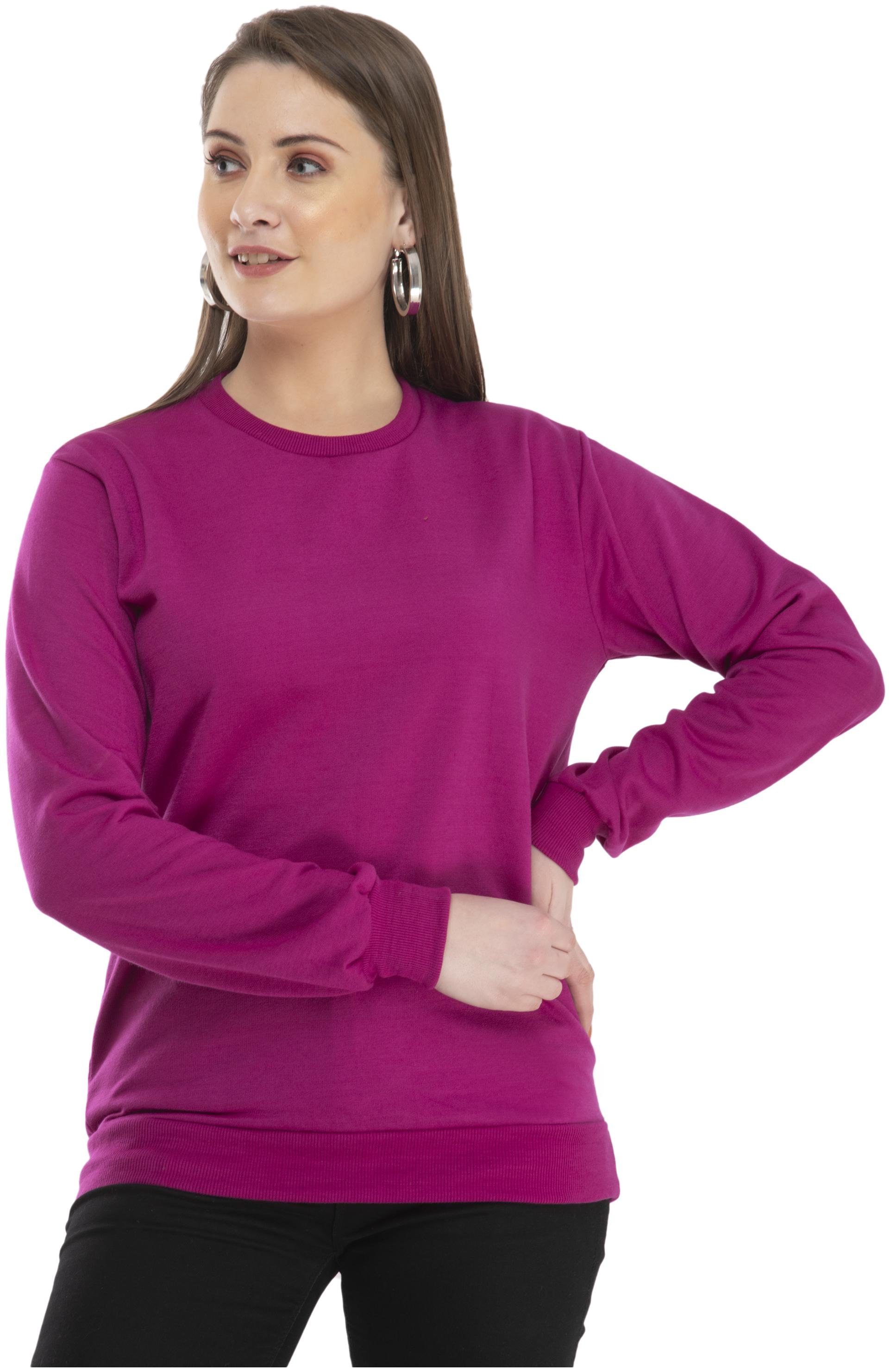 

Indiweaves Women Solid Sweatshirt - Purple