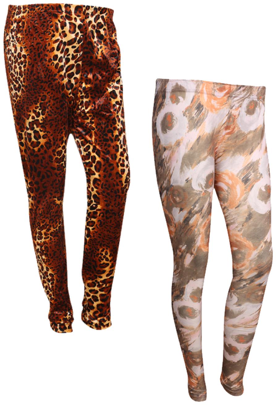 

IndiWeaves Women Cotton Printed Legging and Velvet Printed Leggings (Pack of 2)