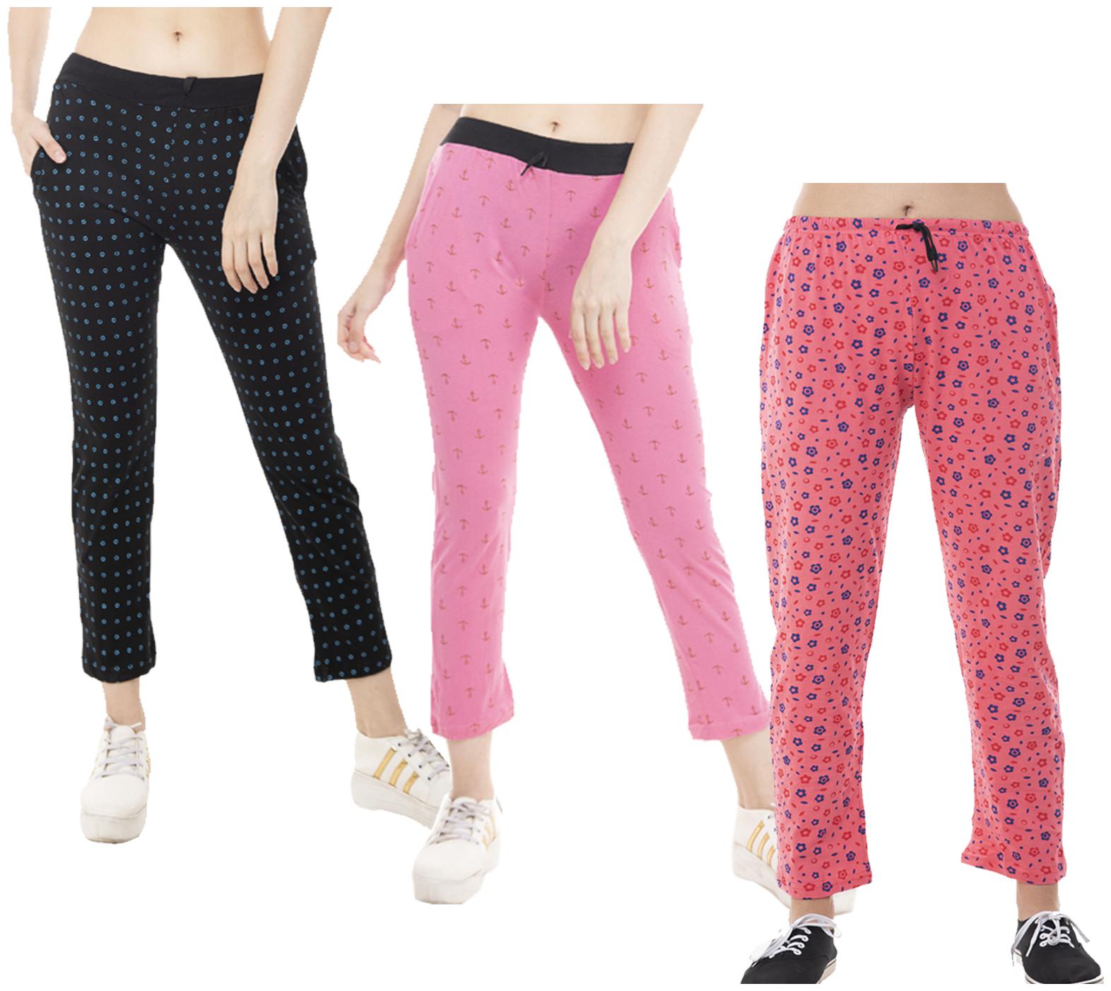 

Indiweaves Women Regular fit Cotton Printed Track pants - Multi