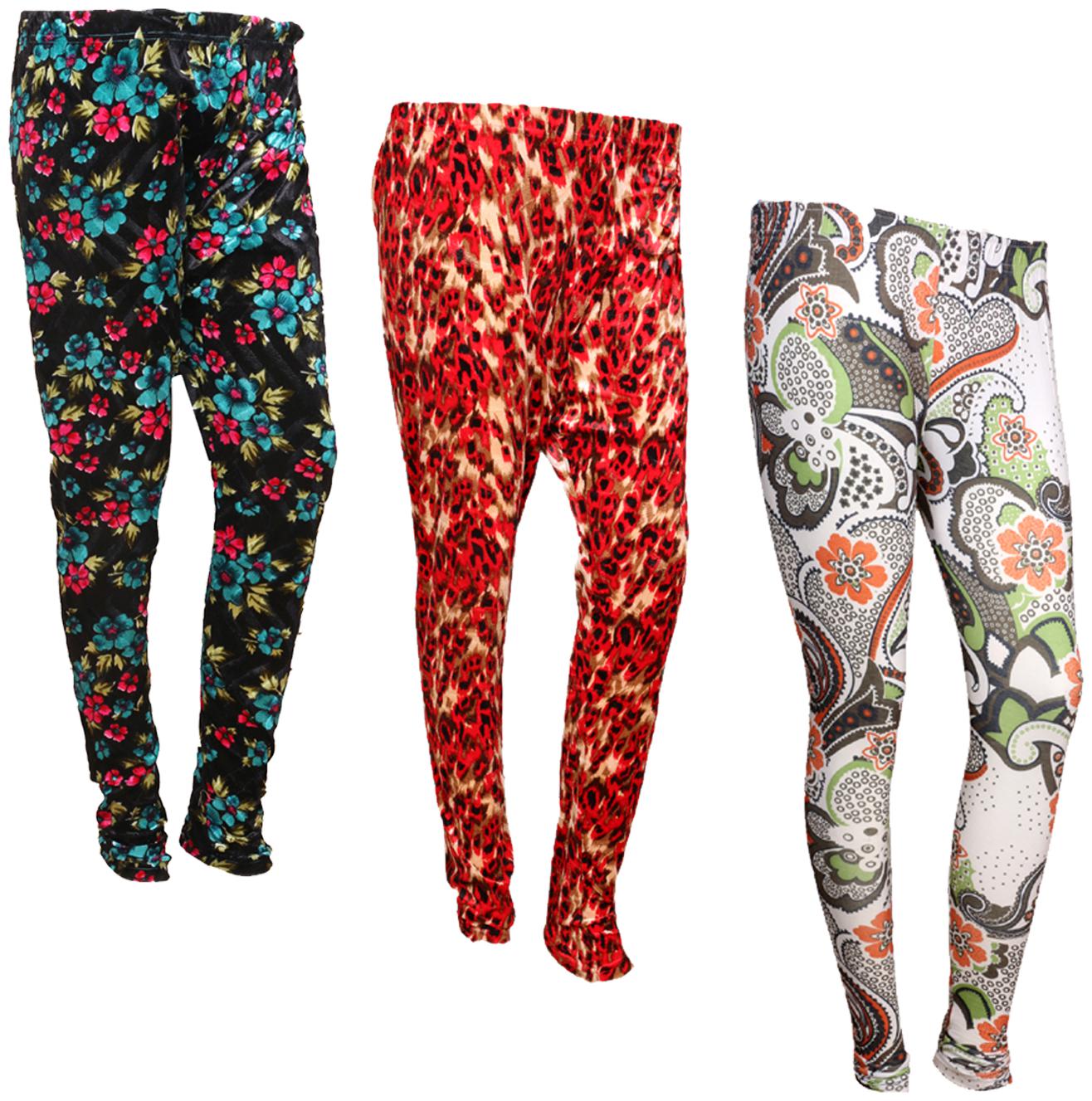 

IndiWeaves Women Cotton Printed Legging and Velvet Printed Leggings (Pack of 3)