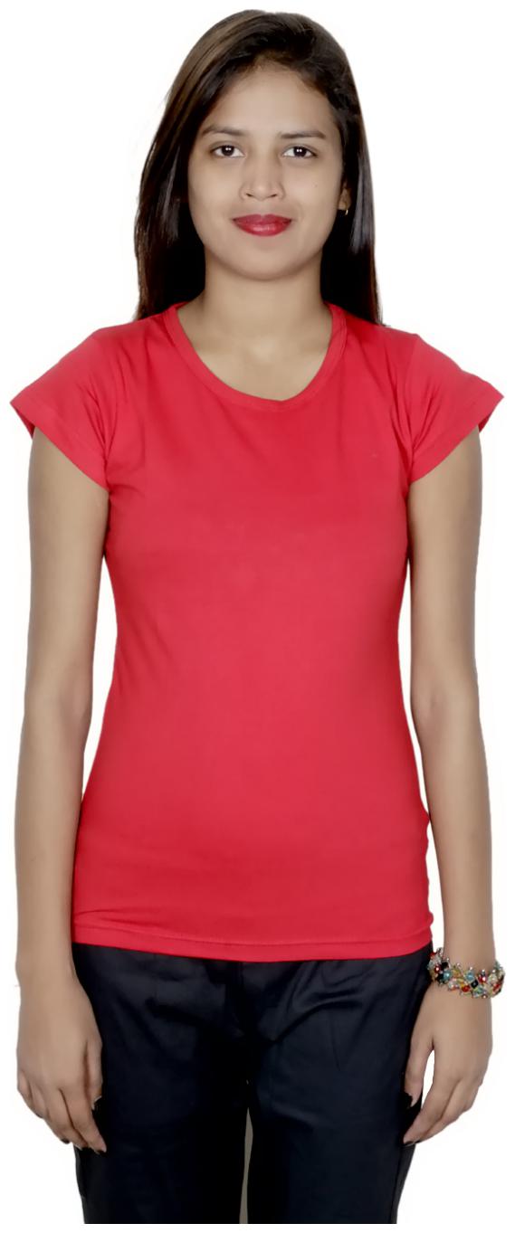 

Indiweaves Women s Cotton Red Plain T-Shirt