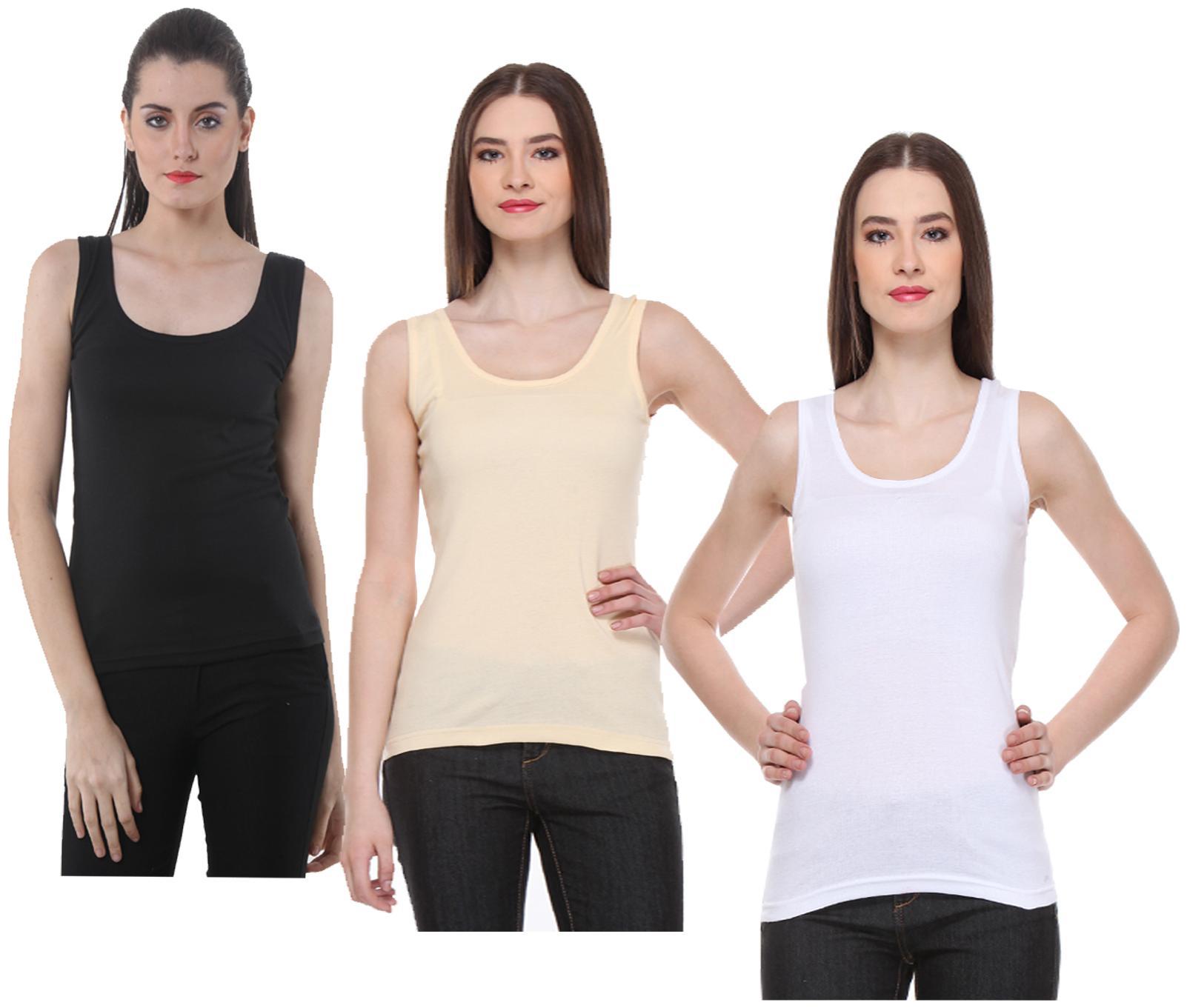 

Indiweaves Women Multi Regular fit U neck Cotton Tank top