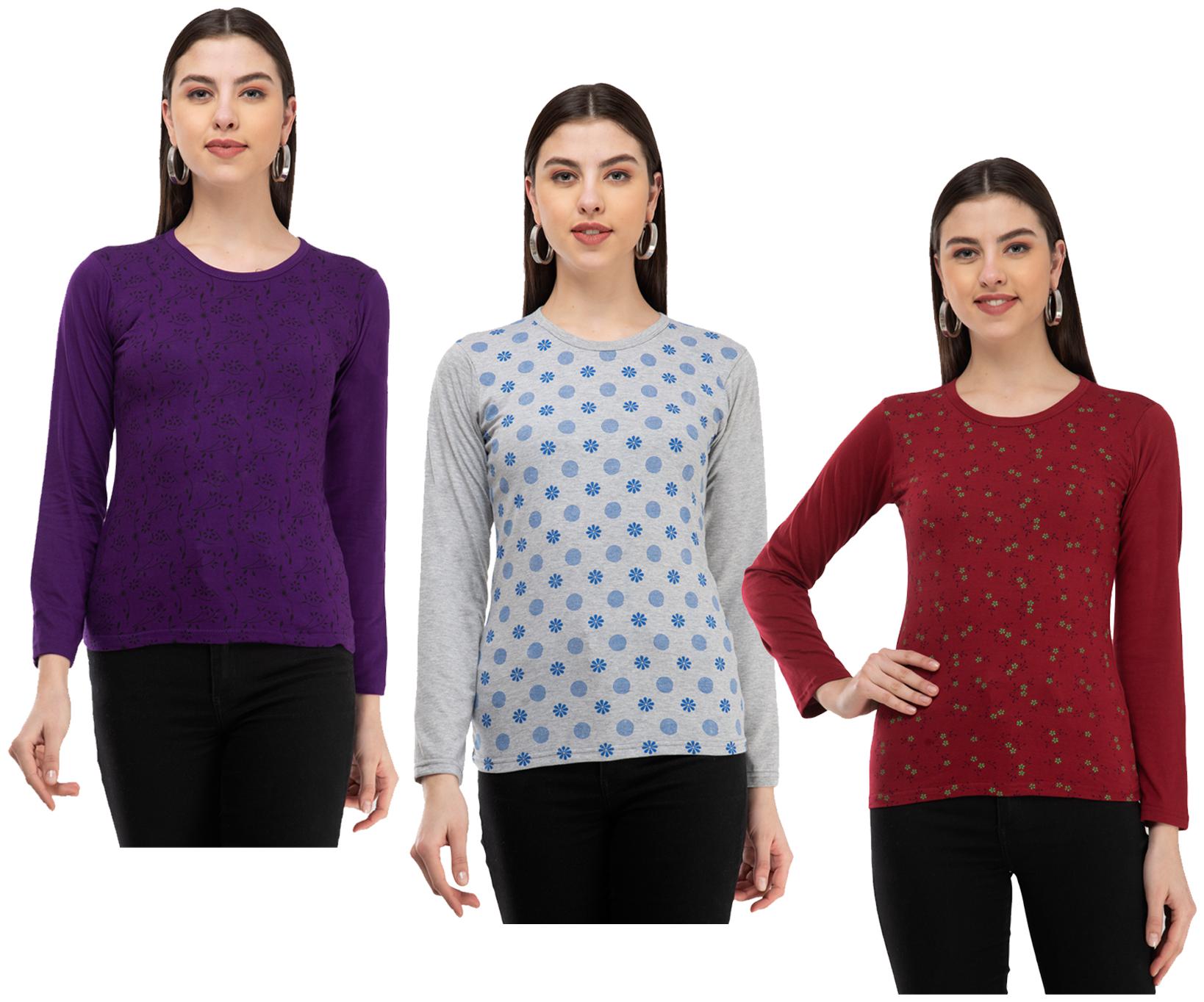 

Indiweaves Women Multi Regular fit Round neck Cotton T shirt